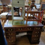 A large modern pin chest, a mahogany pedestal desk, assorted furniture and other items (qty)