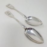 An early Victorian fiddle pattern serving spoon, Exeter 1844, and another silver fiddle pattern