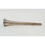 A silver horn, Sampson Mordan & Co, marks rubbed, 14 cm Possibly a section from a candle