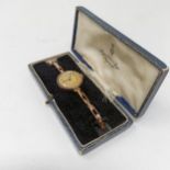 A vintage 9ct gold ladies' Rolex Watch, cased, retail mark for Page Keen and Page of Plymouth