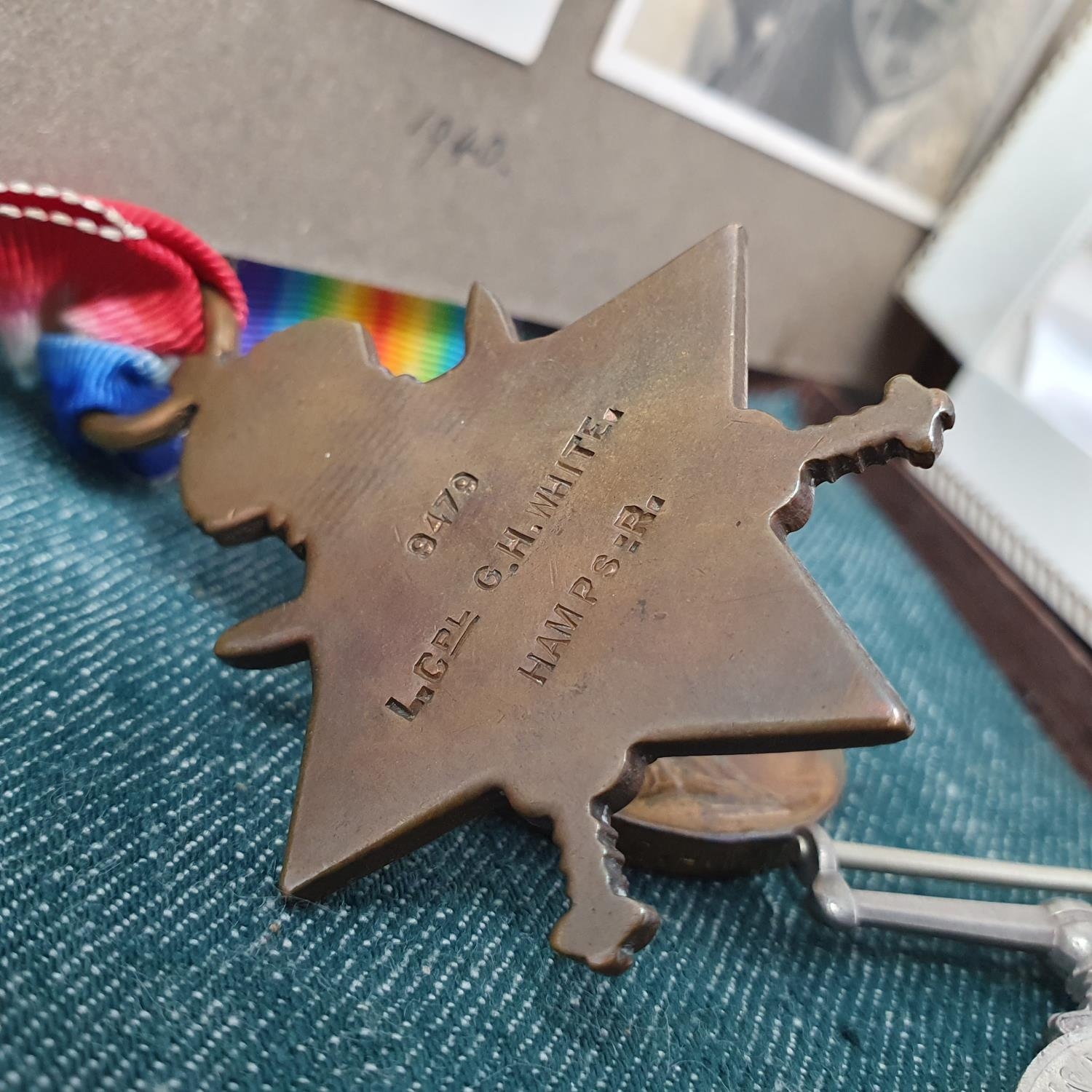 The White group of family medals, comprising a 1914-15 Star trio, awarded to 9479 L Cpl G H White - Image 8 of 9