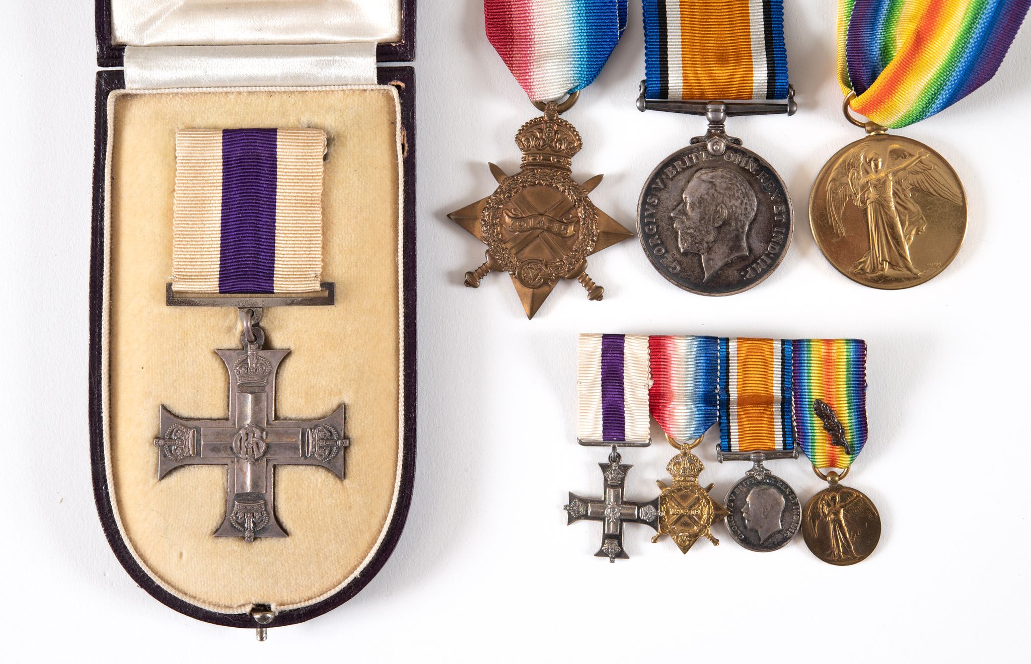 A group of four medals, awarded to 2 Lieut M Mackinnon Highland Light Infantry, comprising a