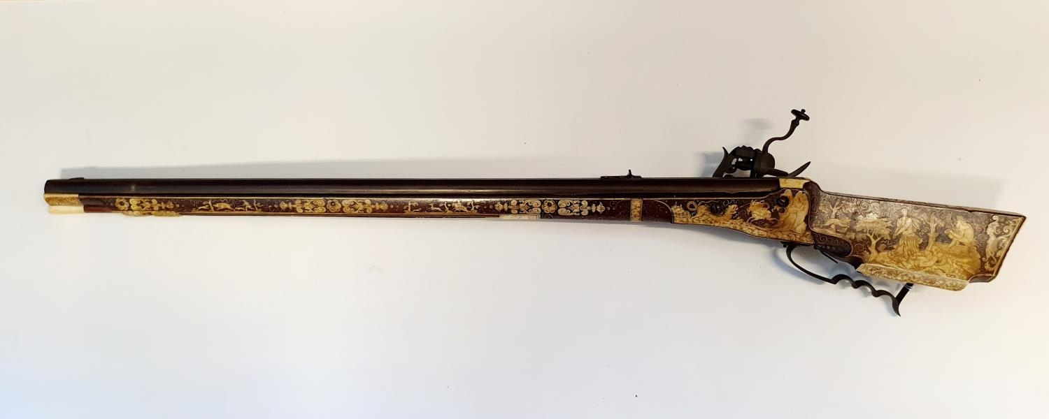 A fine 17th century German wheel lock rifle, having an octagonal barrel of approx. 18 mm and - Image 3 of 20