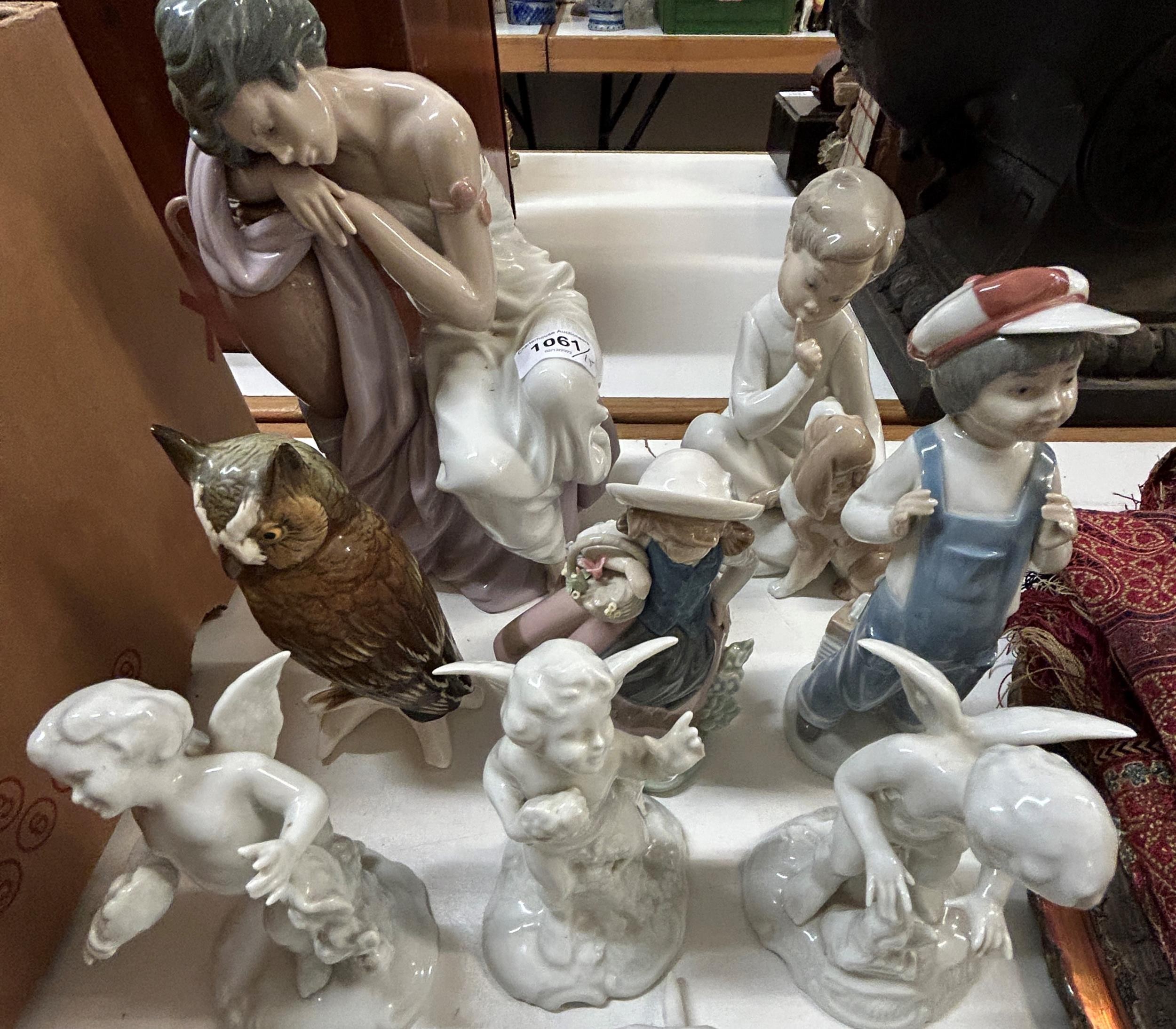 A Lladro figure of a woman, 9 cm high, four other Lladro figures, and assorted ceramics (15) - Image 2 of 3