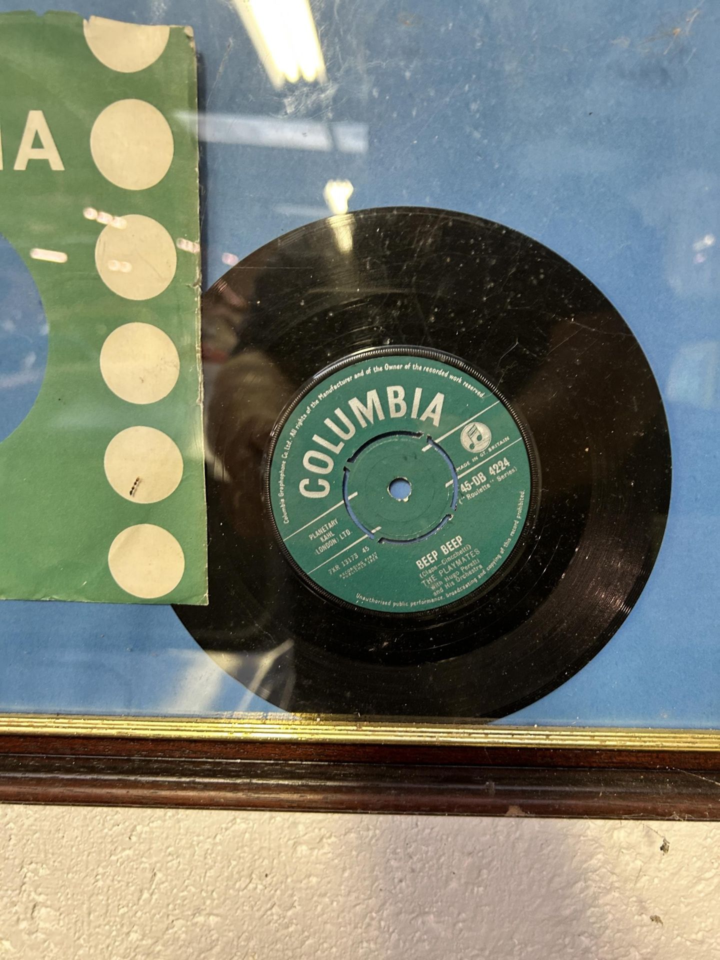 A 45 rpm record, Beep Beep by The Palymates, framed with a promotional poster featuring an Isetta, a - Image 3 of 4