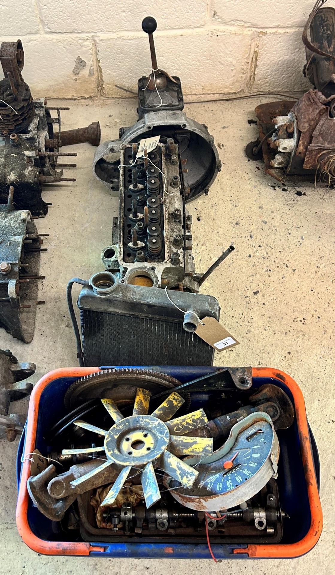 A Reliant engine, gearbox, radiator and other items Being sold without reserve