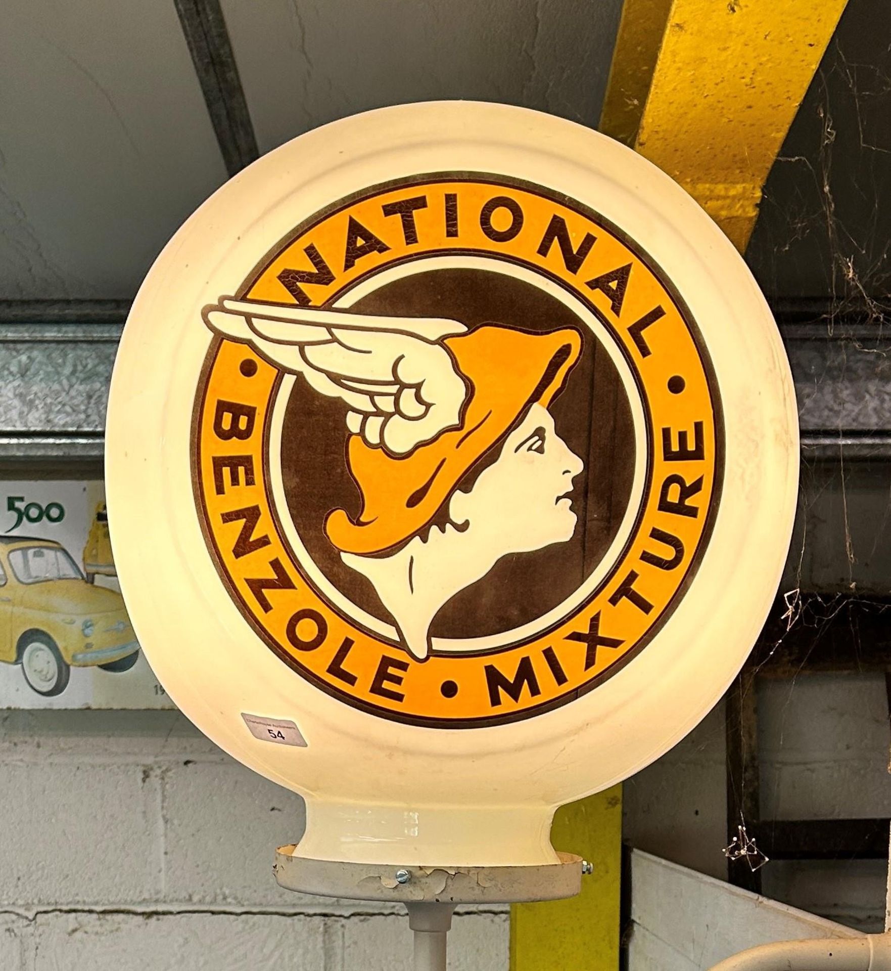 A National Benzole Mixture petrol pump globe, probably modern Being sold without reserve