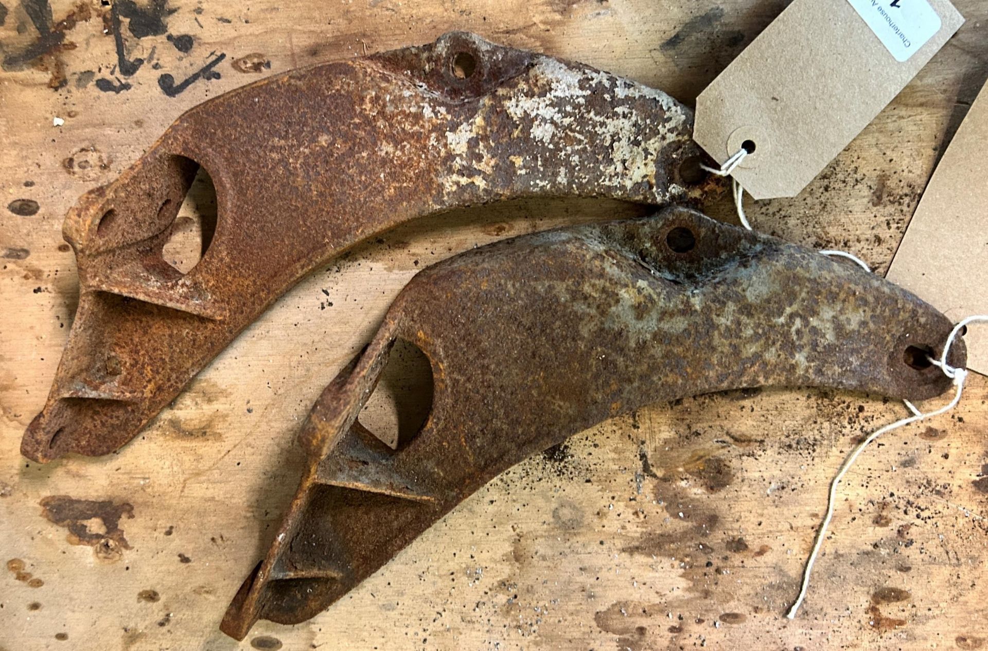 Two Heinkel exhaust brackets Being sold without reserve