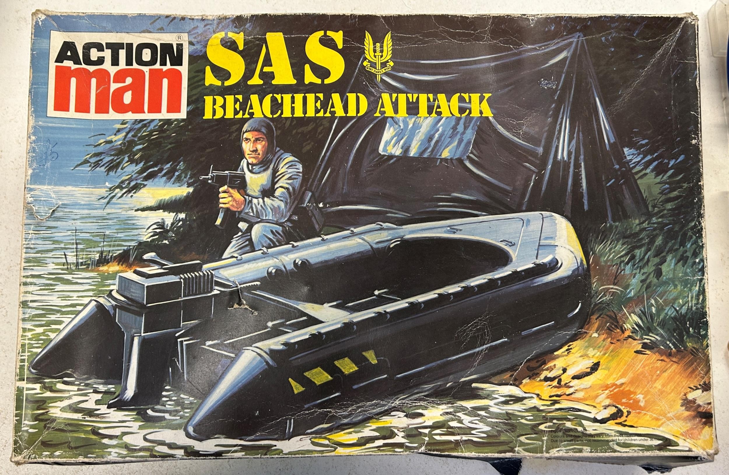 An Action Man SAS Beachead Attack set, boxed Appears to be complete, but the box is in poor