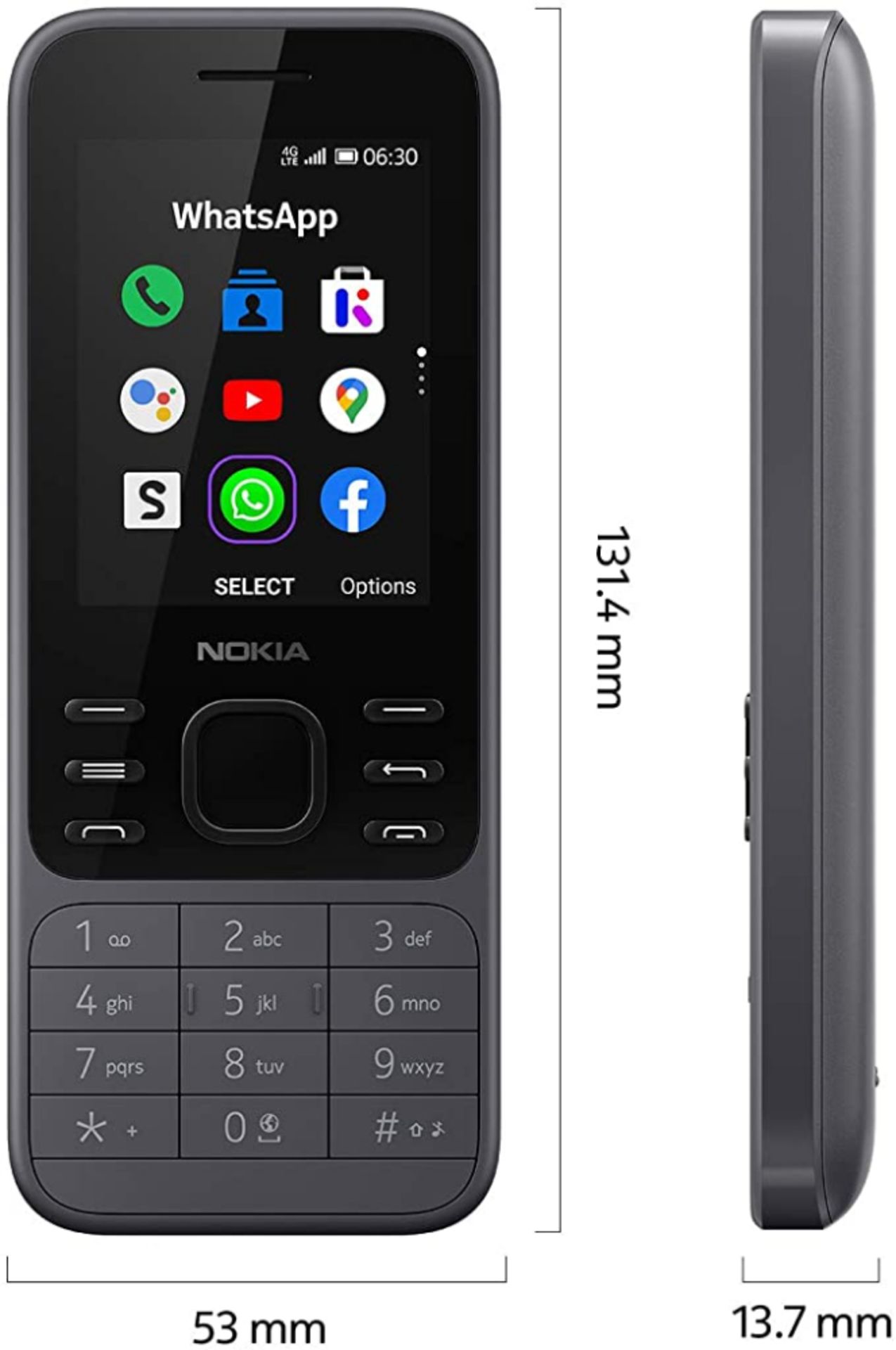 RRP £72.50 - Nokia 6300 4G 2.4 Inch - Charcoal