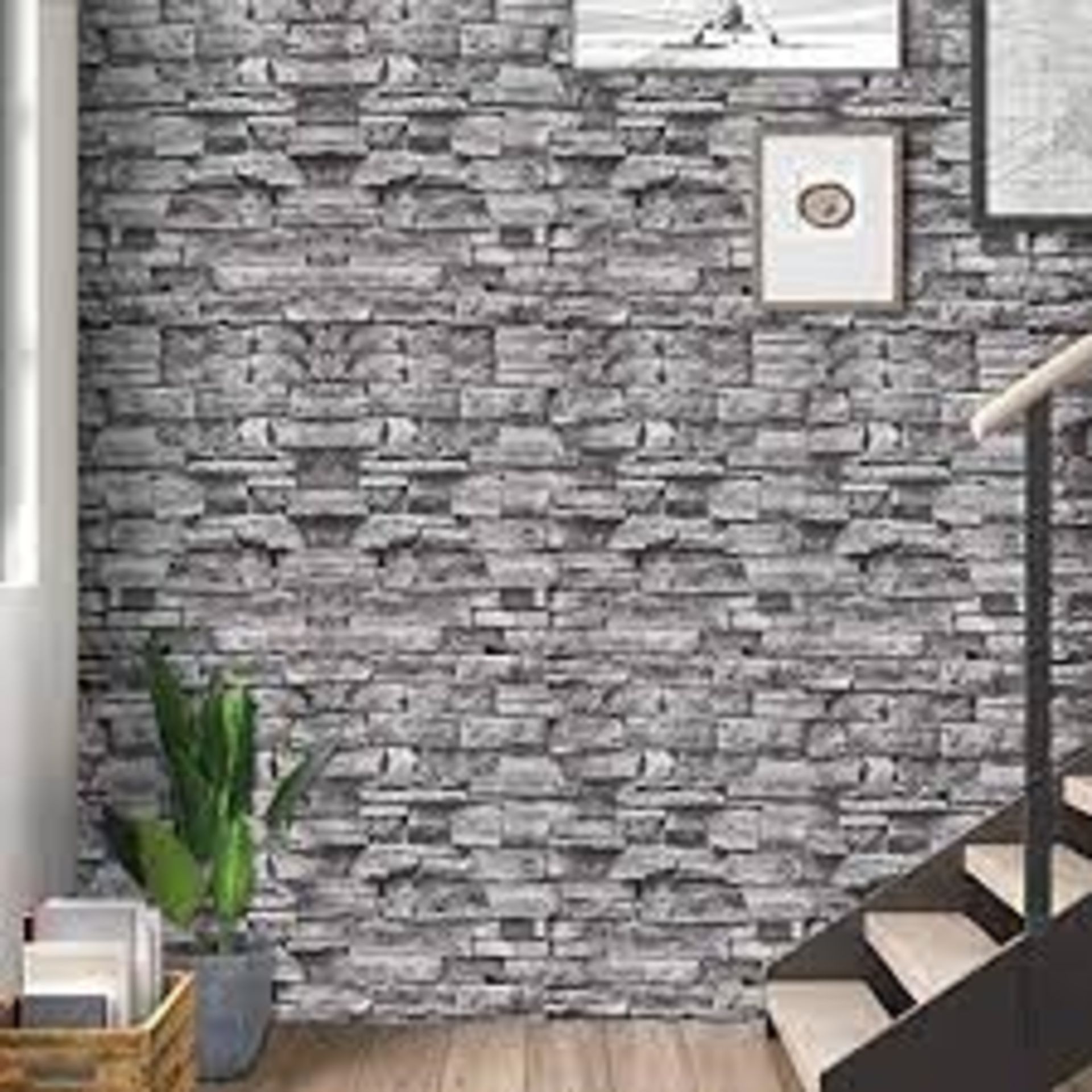 RRP - £ 10.45 Sunm Boutique Grey Brick Wallpaper