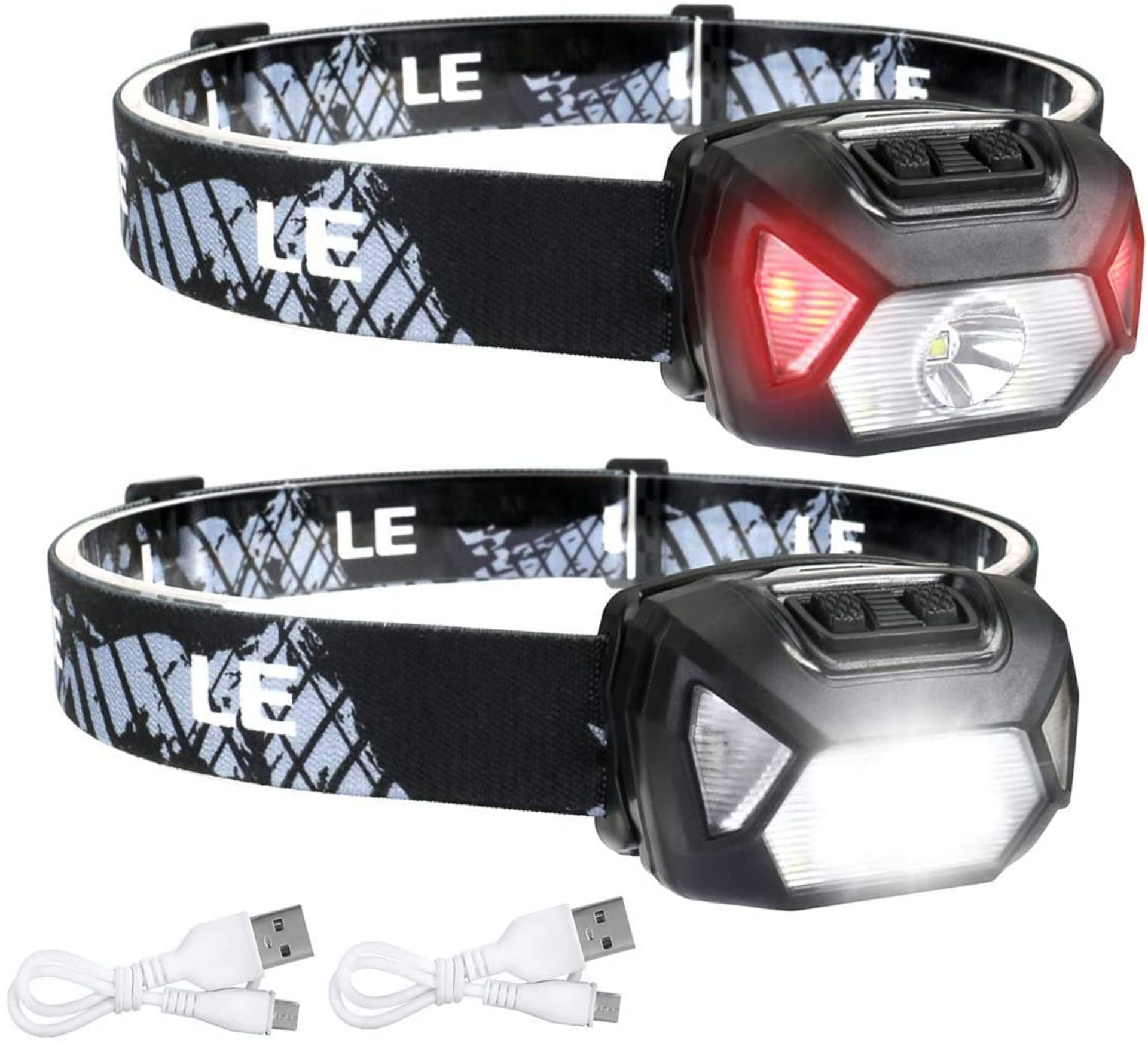 RRP -£ 11.29 LE Head Torch Rechargeable, [2 Pack] 2000L