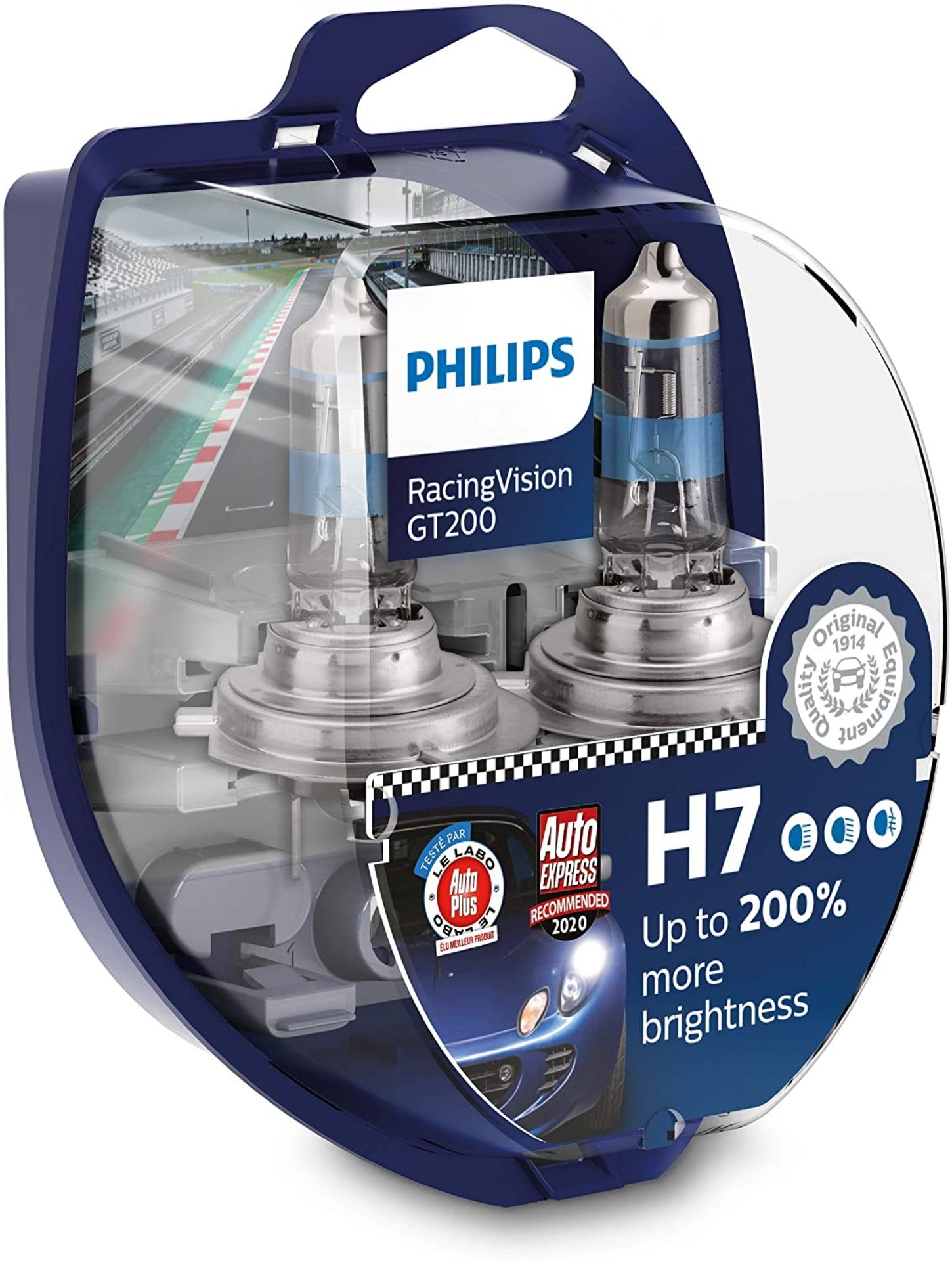 RRP - £ 22.49 (£45) Philips 577928 RacingVision GT200 H7 car headlight bulb +200 (X2)