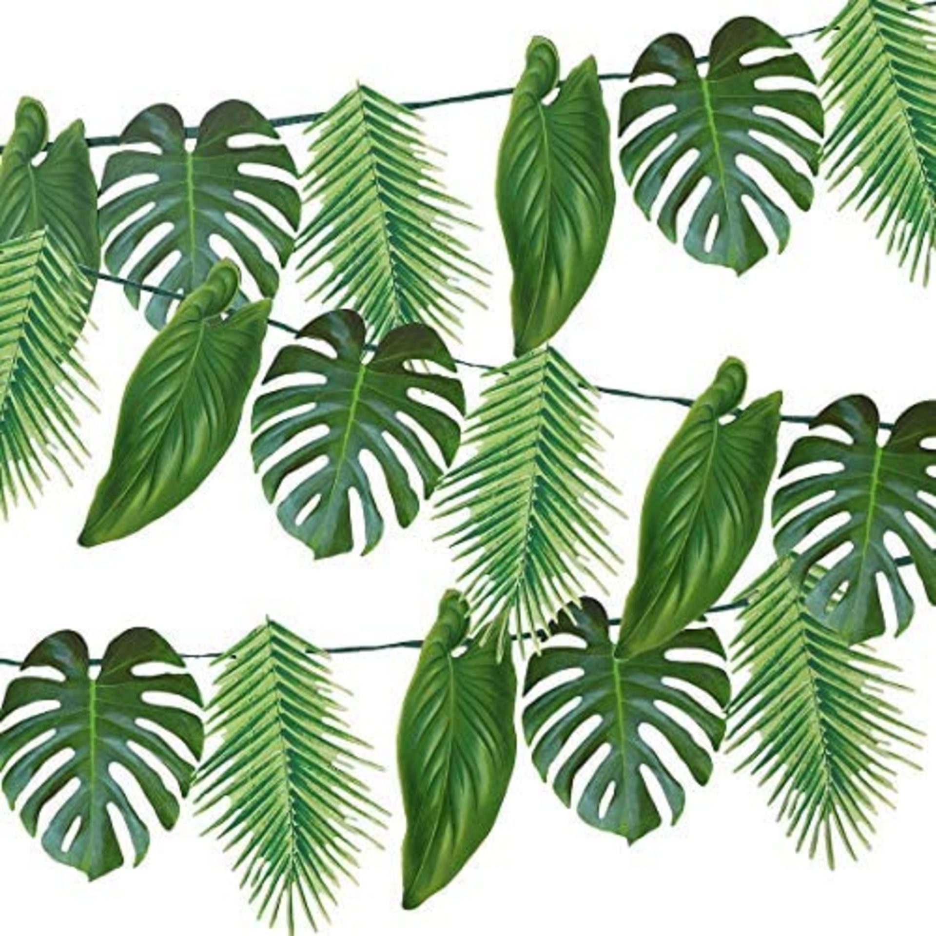 RRP - £9.19 Talking Tables Green Tropical Palm Leaves Garland Bunting- 2.6M | Reusable Hawaiian Them