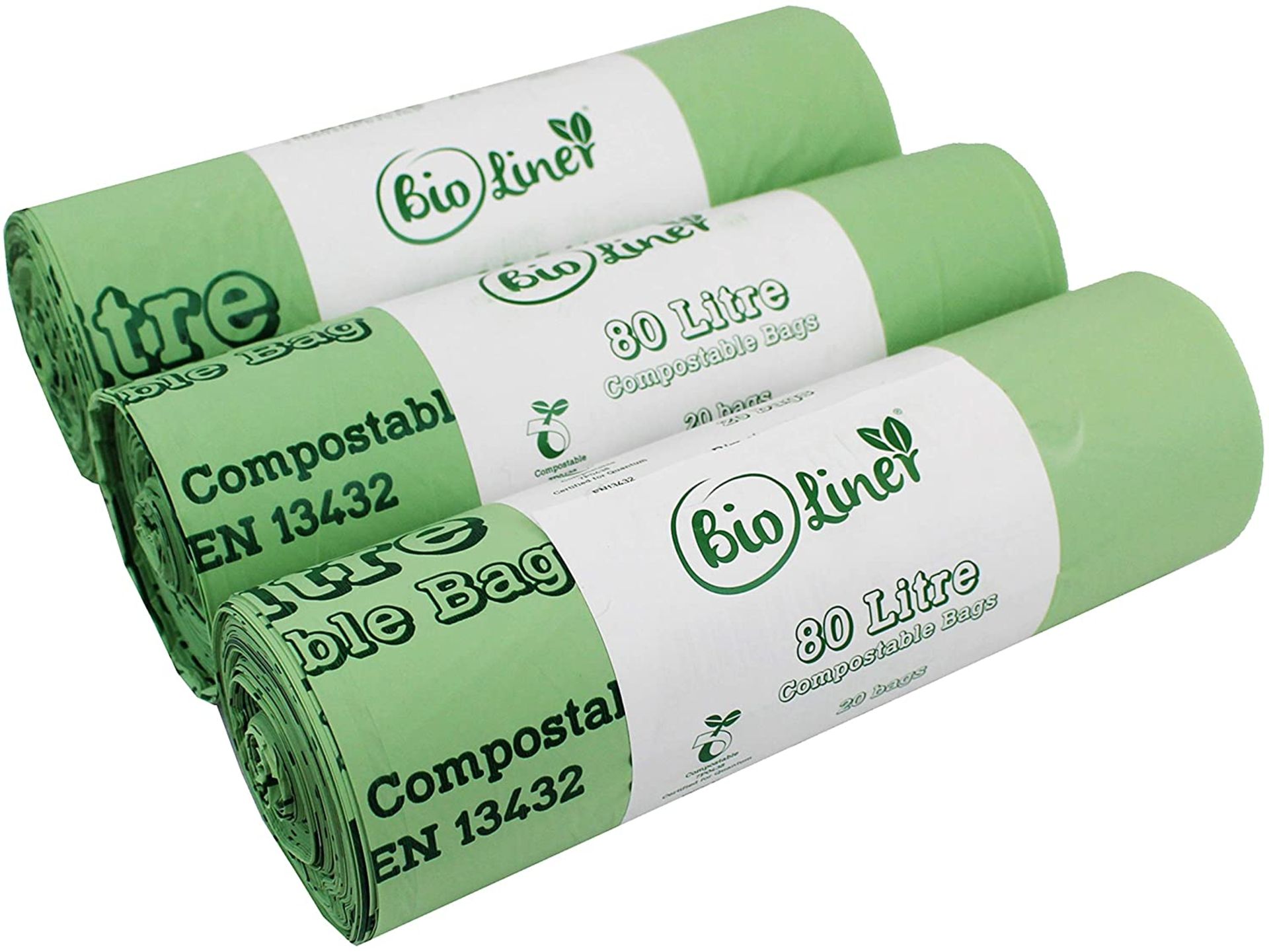 RRP - £10.55 30 x Alina 80L Compostable Bin Liner / Garden Compost Sack / Biodegradable Green 80 Lit