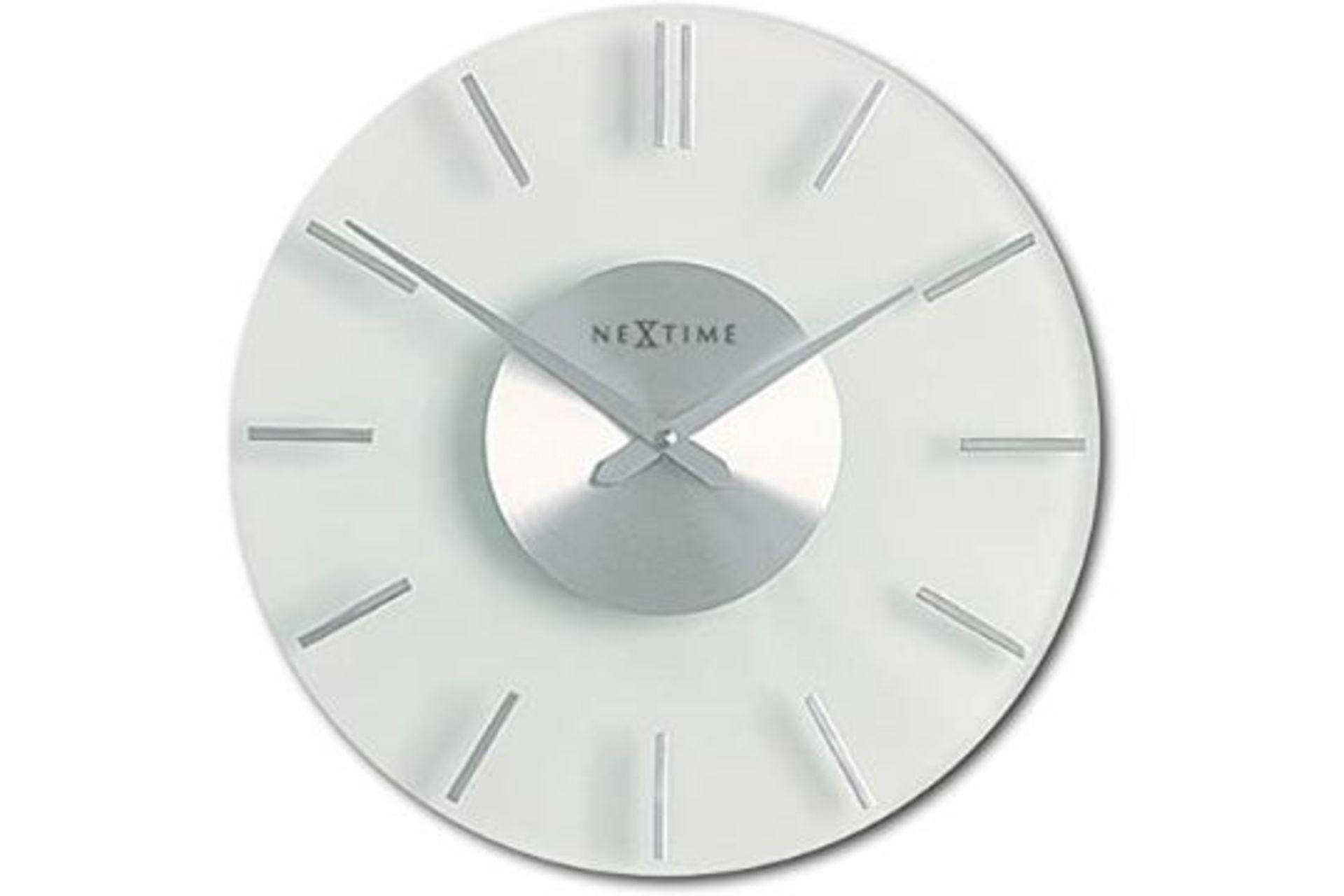 RRP - £105.99 NeXtime NT2631 wall clock "STRIPE" silent, round, made of glass