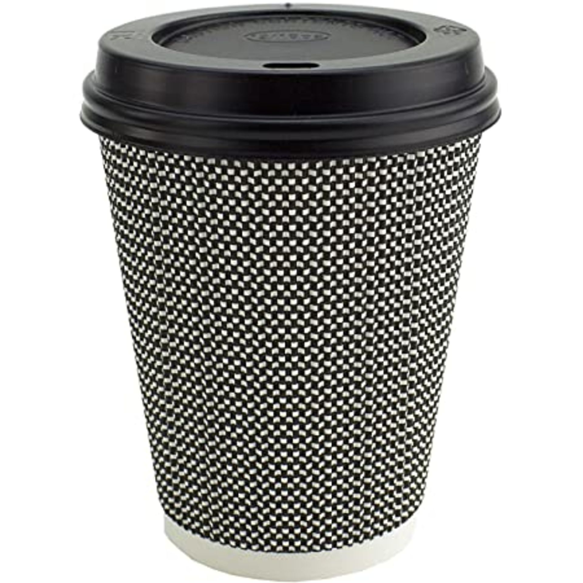 RRP - £9.63 Signature Ripple Hot Cups - Disposable Coffee Cups with Lids for Takeaway Drinks - 50 Cu