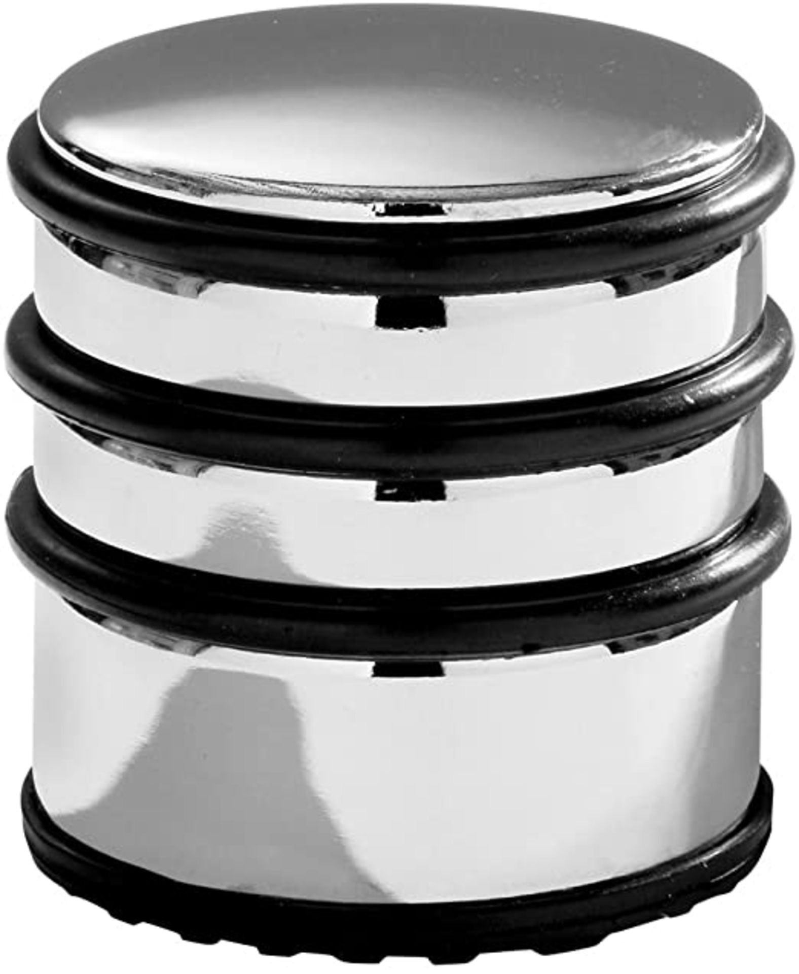 RRP - £10.74 Premier Housewares 509566 Chrome Door Stop with Black Rubber Protective Rings, 8 x 7 x