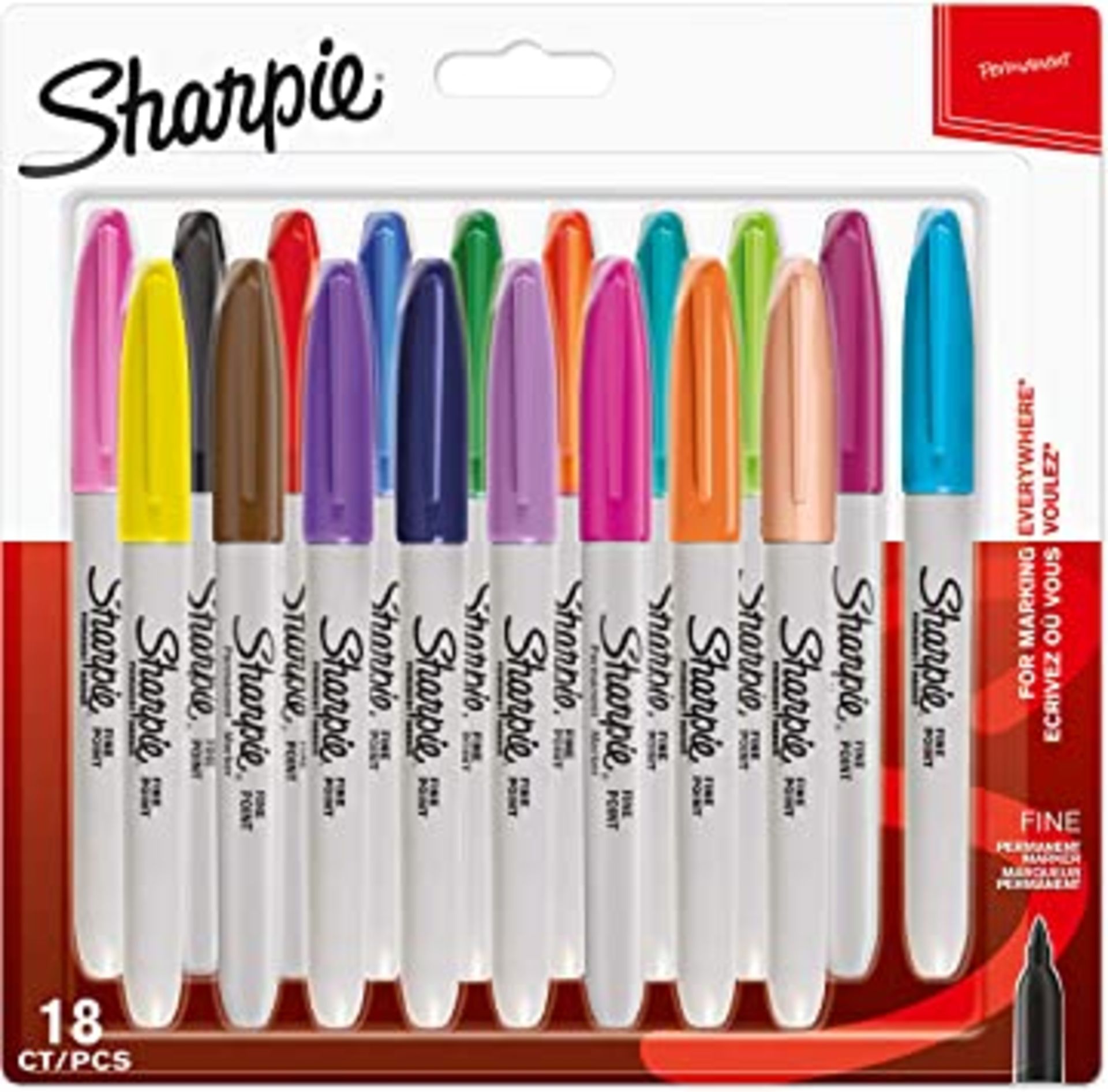 RRP - £6.99 Sharpie Permanent Markers | Fine Point | Assorted Fun Colours | 18 Count