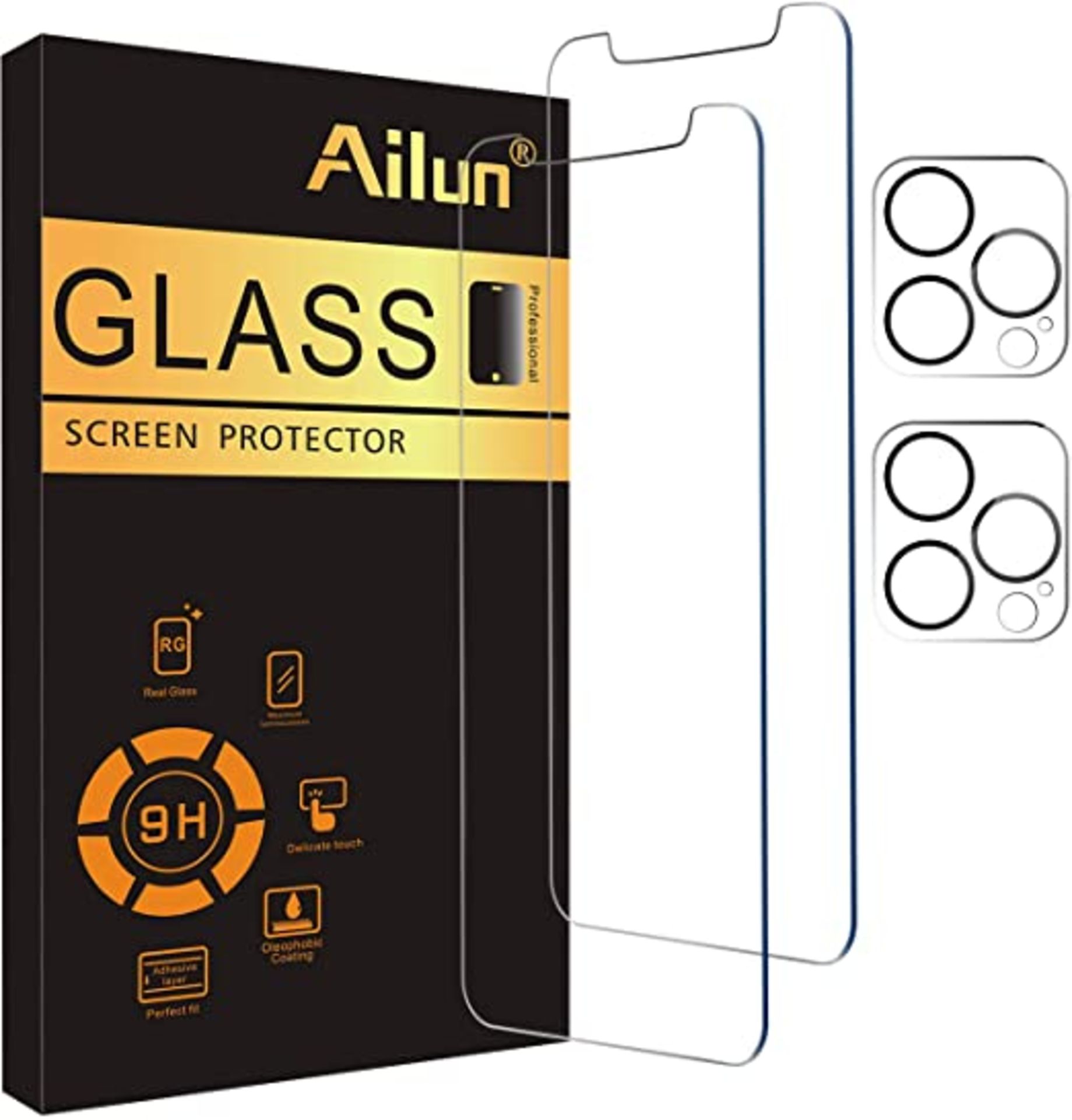 RRP - £6.54 Ailun 2Pack Screen Protector Compatible for iPhone 12 Pro[6.1 inch] + 2 Pack Camera Lens