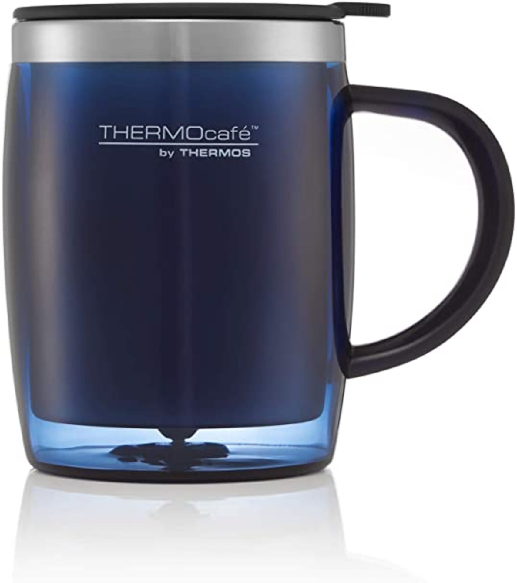 RRP - £8.00 Thermos 187075 ThermoCafe Translucent Desk Mug, Midnight Blue, 450 ml