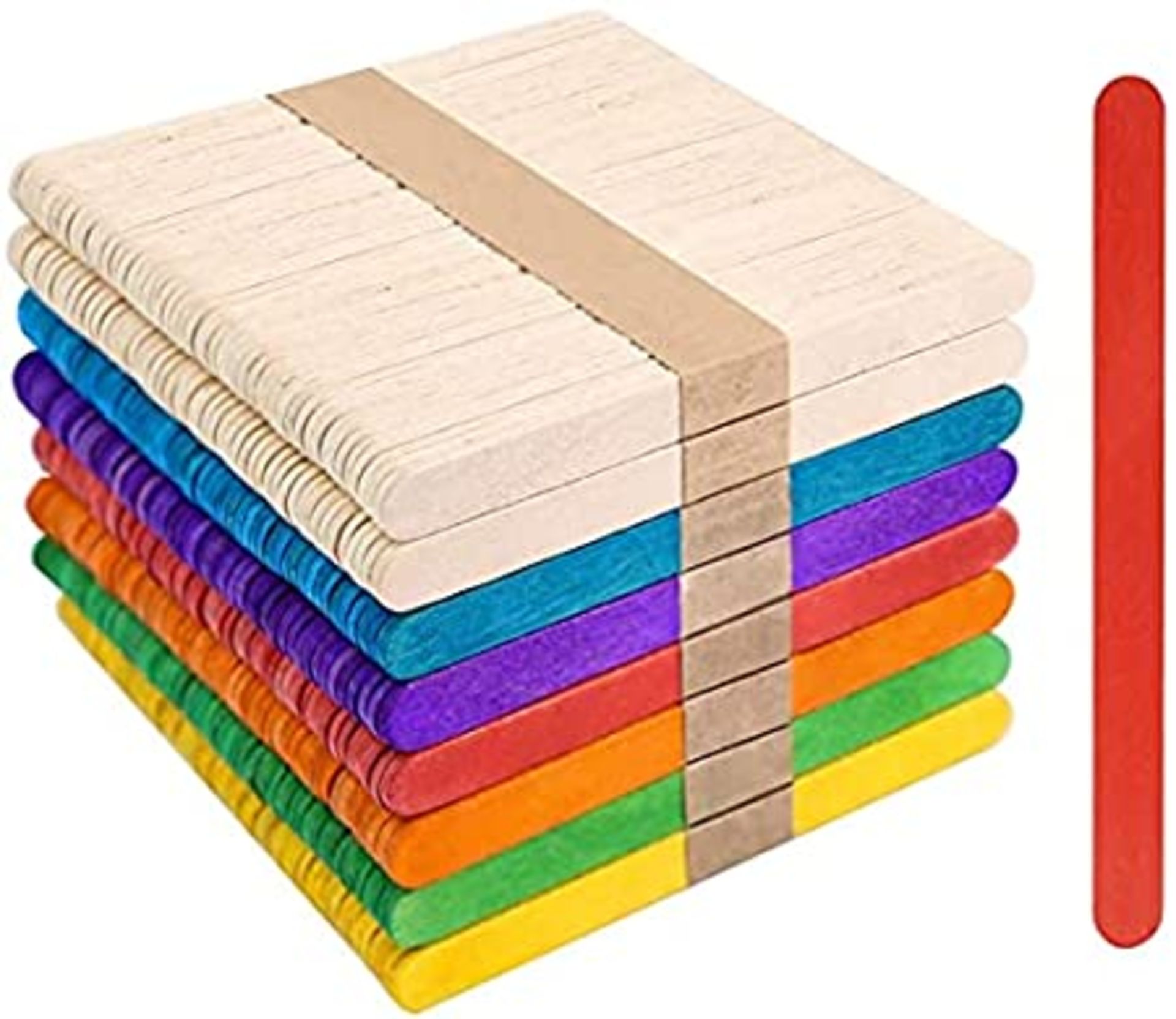 RRP - £2.33 VGOODALL 400PCS Coloured Wood Craft Sticks, 7 Bright Colour Natural Jumbo Wooden Sticks