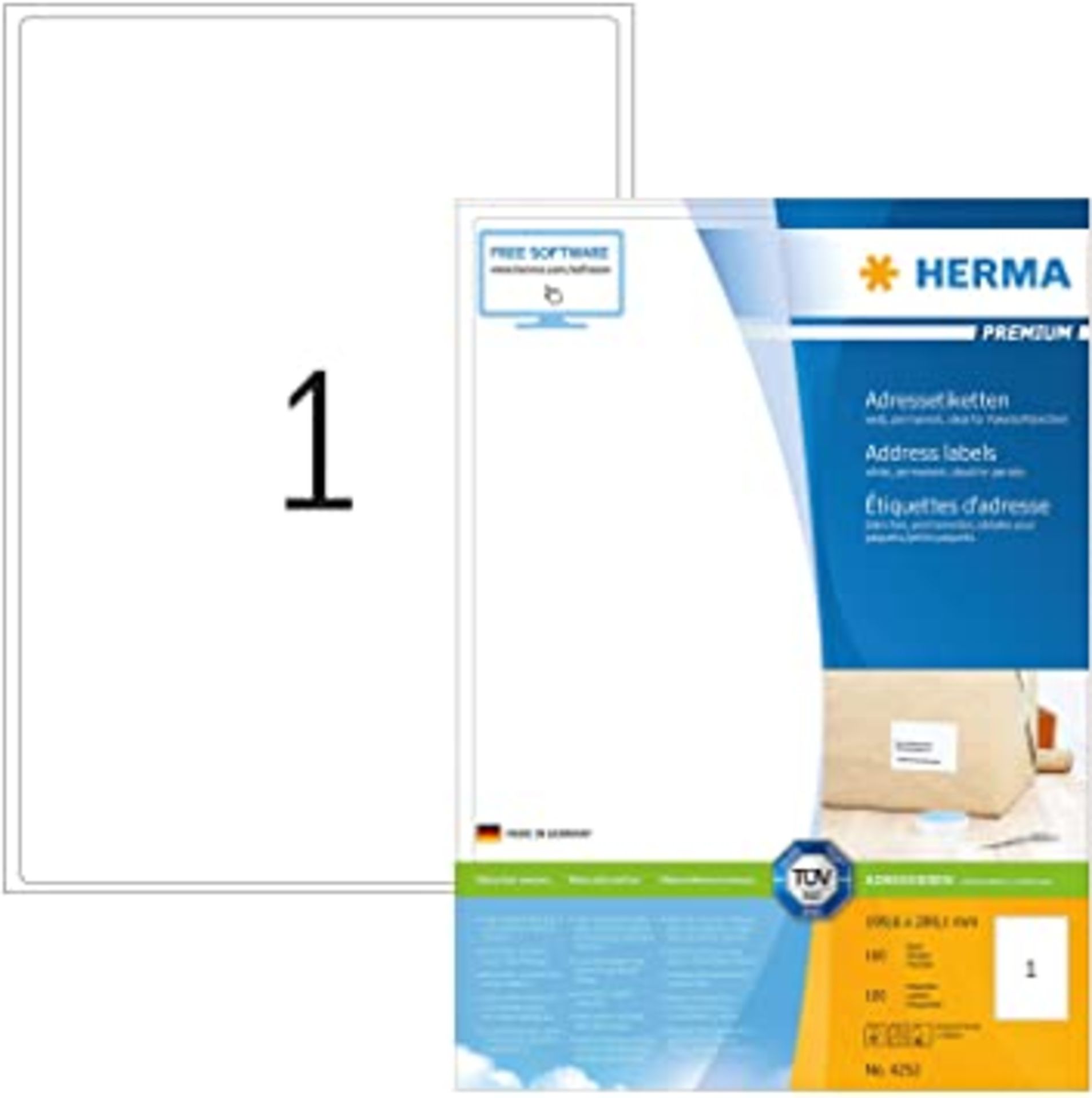 RRP -£37.68 HERMA Self Adhesive Parcel Shipping Labels, 1 Label Per A4 Sheet, 80