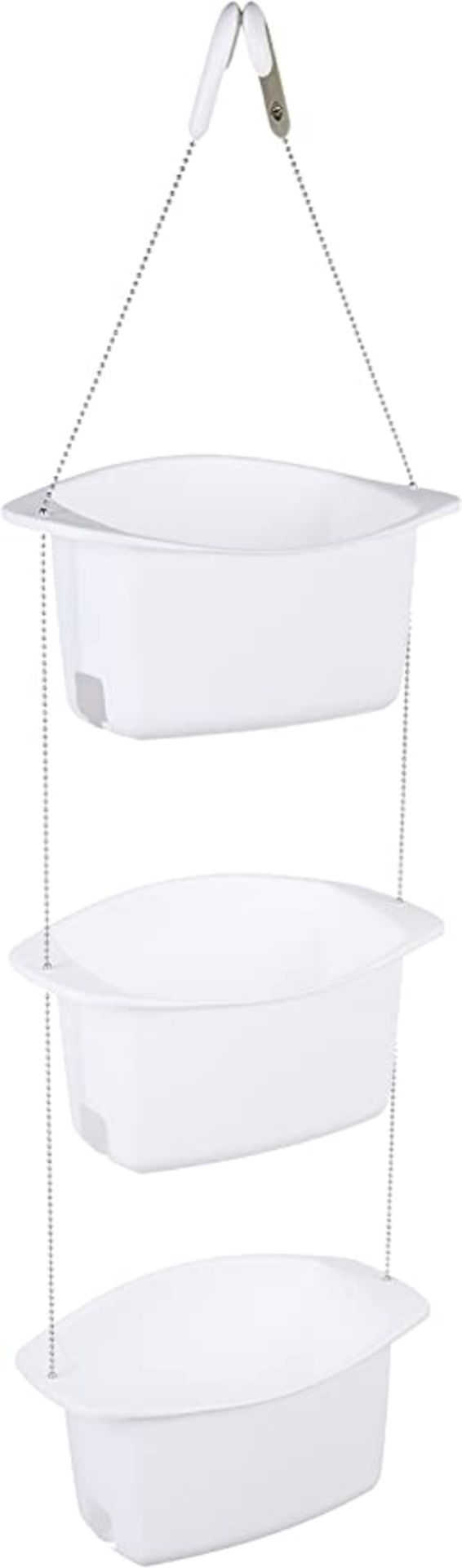 RRP - £12.41 Amazon Basics 3-Basket Adjustable Shower Caddy - White
