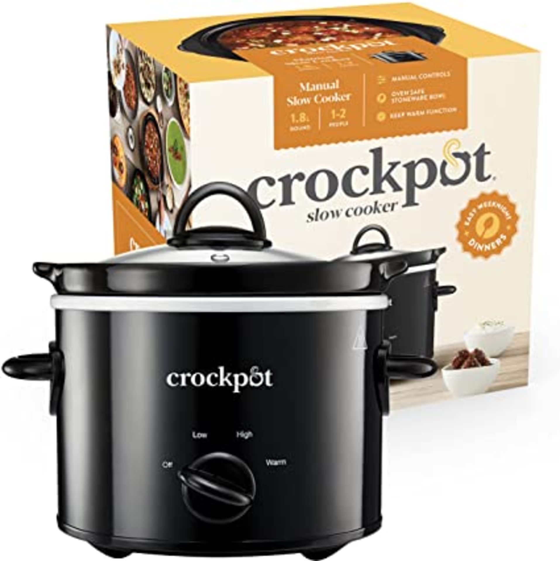RRP - £14.99 Crock-Pot Slow Cooker | Removable Easy-Clean Ceramic Bowl | 1.8L
