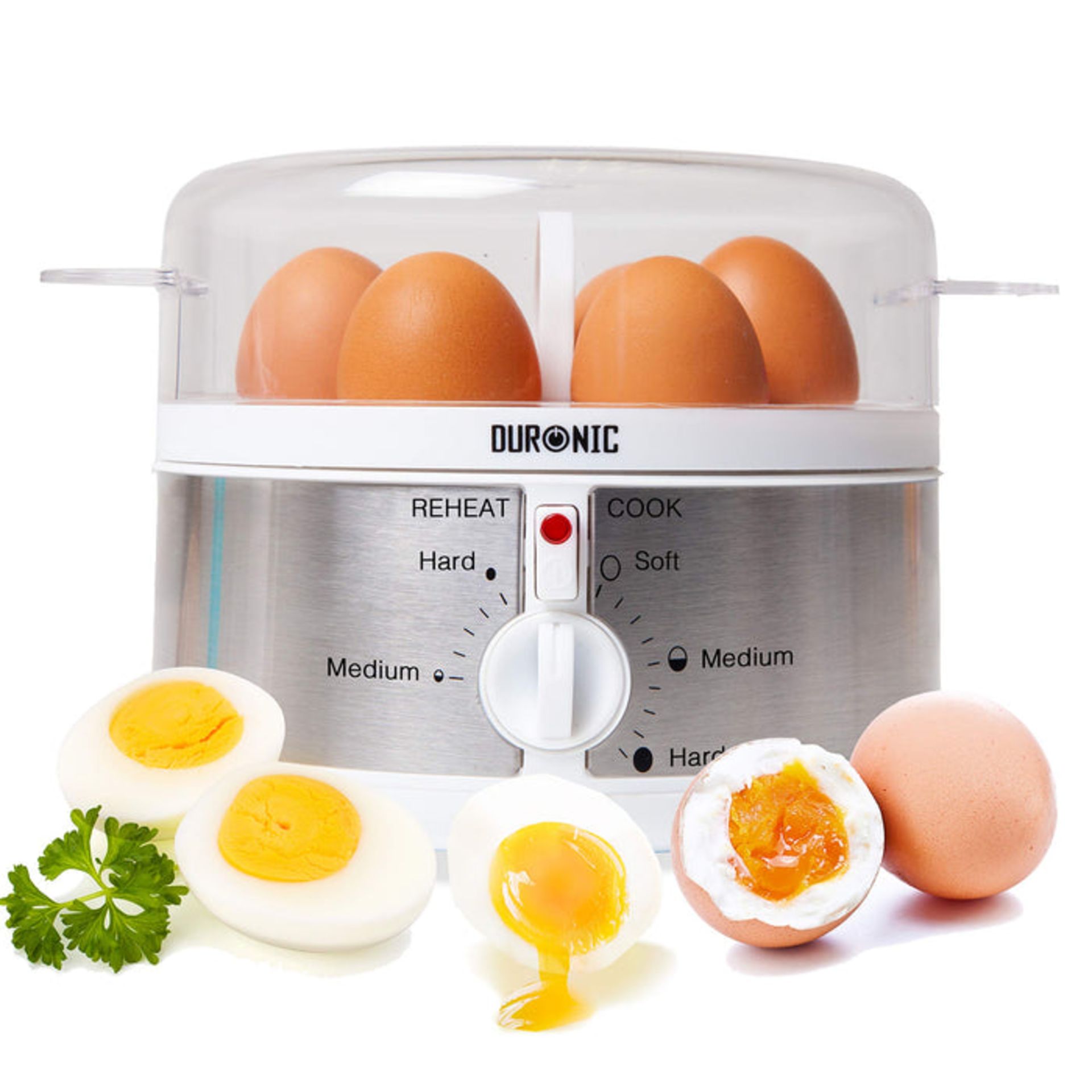 RRP - £13.69 Duronic EB35 Electric 7 Egg Boiler Steamer Cooker with Buzzer