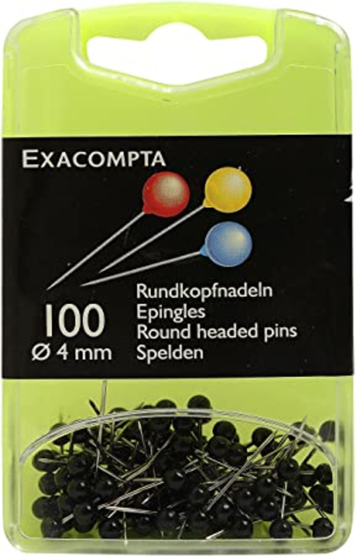 RRP - £2.75 Exacompta Round Head Push Pins - Black