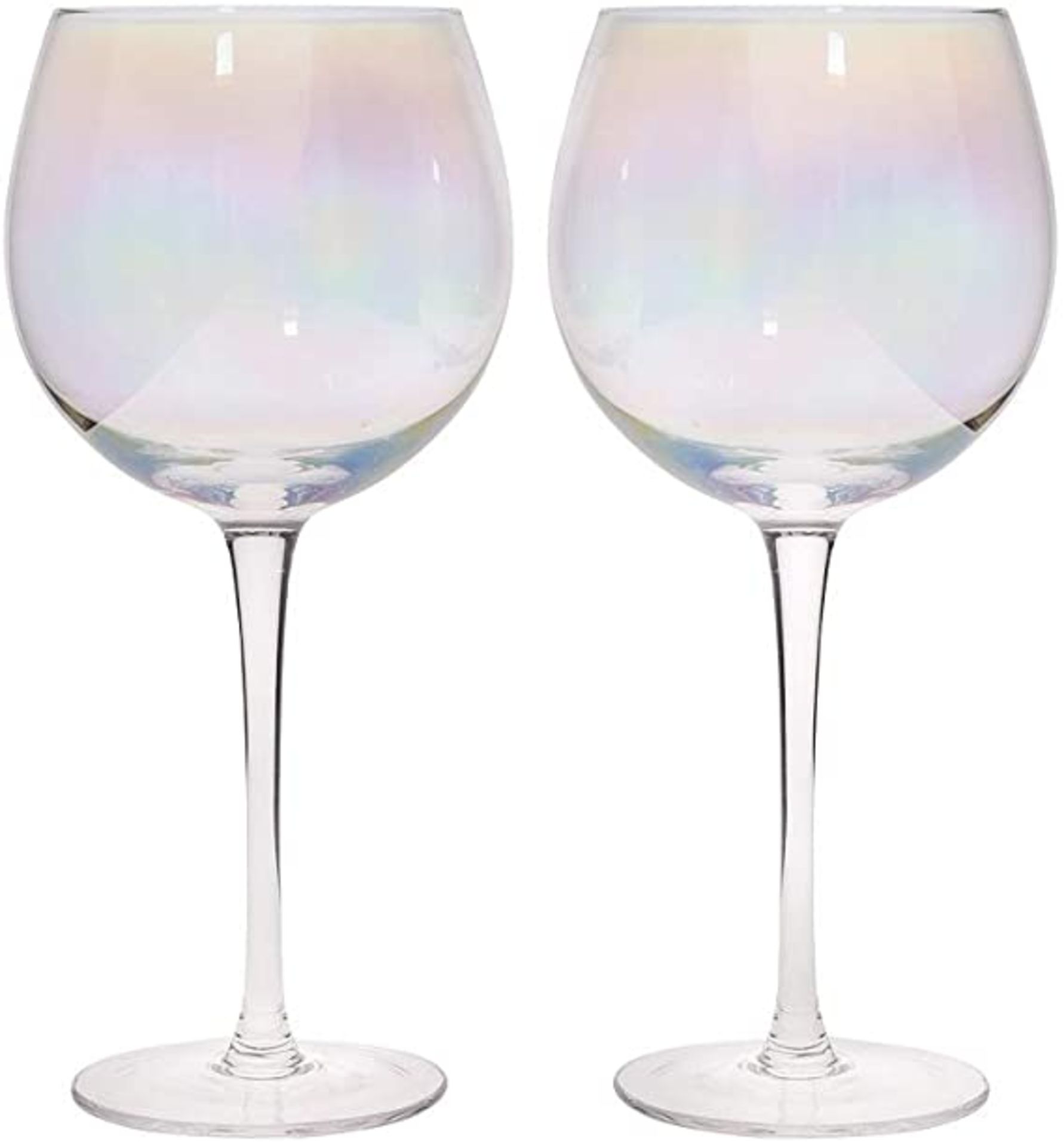 RRP - £10.52 BarCraft BCGINLUST2PC Balloon Gin Glasses, Rainbow-Pearl Iridescent