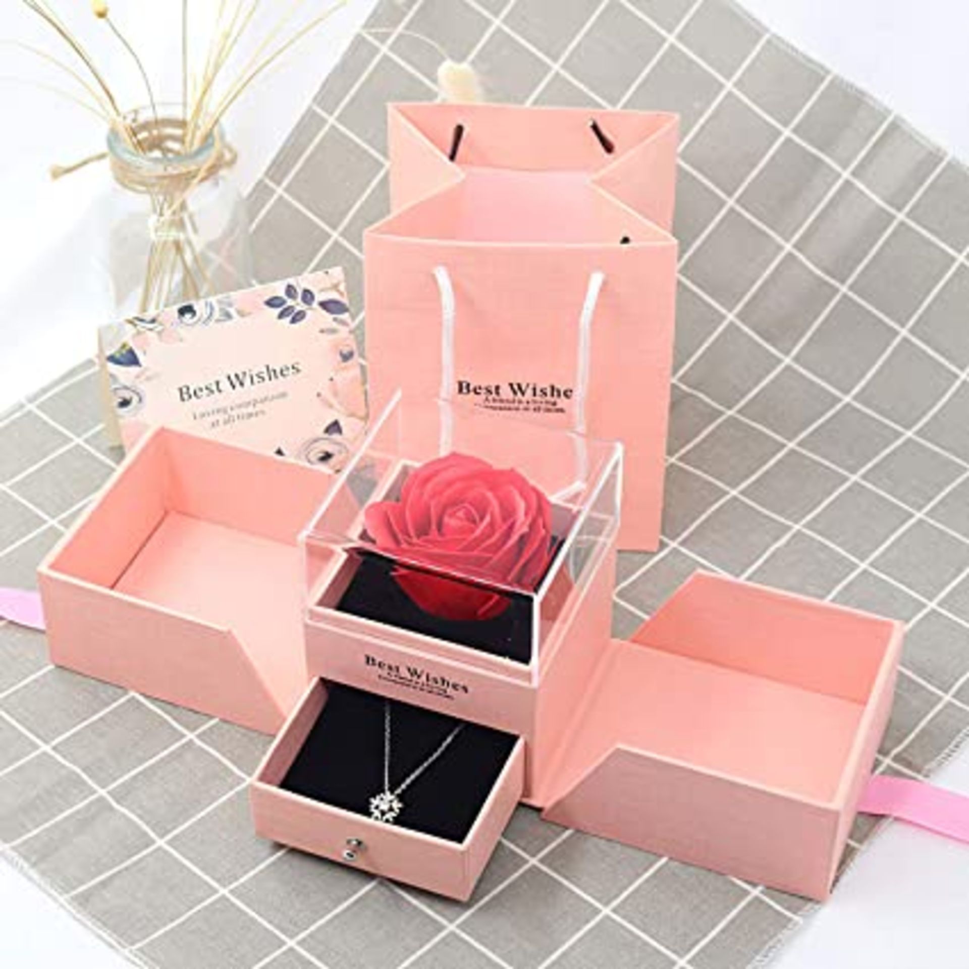 RRP - £15.99 Forever Red Rose Jewelry Gift Box, Jewelry Box with hangbag