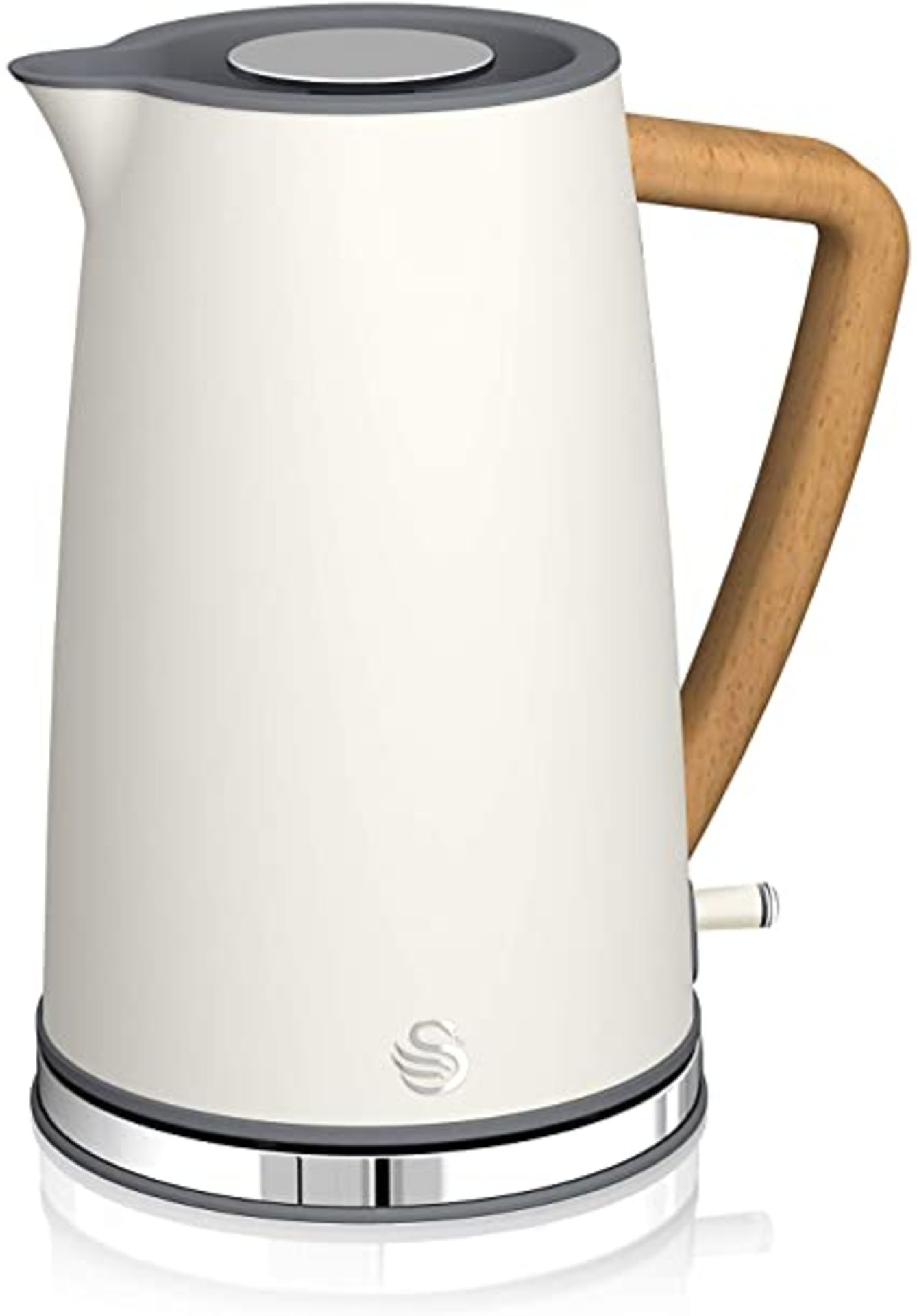 RRP - £45.99 Swan SK14610WHTN, Nordic Rapid Boil Jug Kettle, Wood Effect Handle