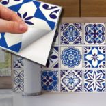 RRP - £13.97 WALPLUS 15cm(6") 48 pcs Spanish & Moroccan Blue Wall Tile Stickers