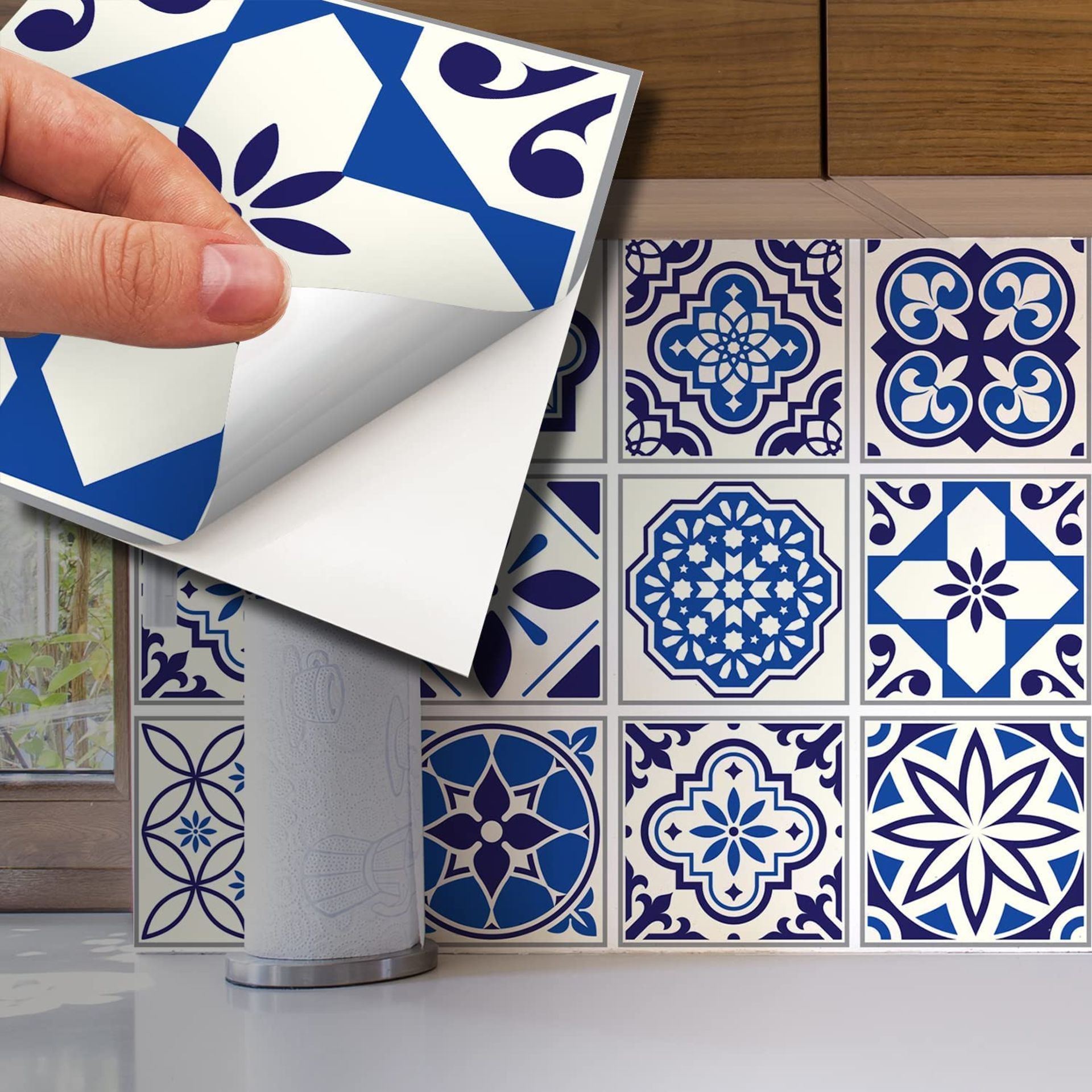 RRP - £13.97 WALPLUS 15cm(6") 48 pcs Spanish & Moroccan Blue Wall Tile Stickers