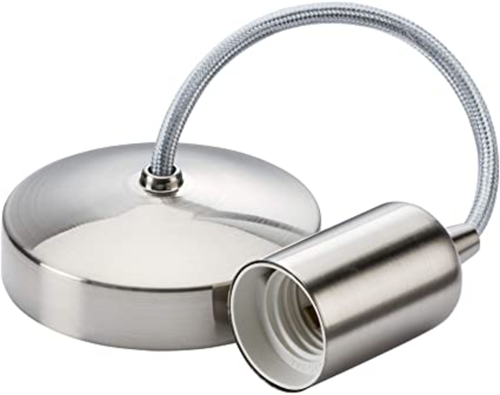 RRP - £13.24 Knightsbridge 6 Inch E27 Contemporary Pendant Set in Brushed Chrome