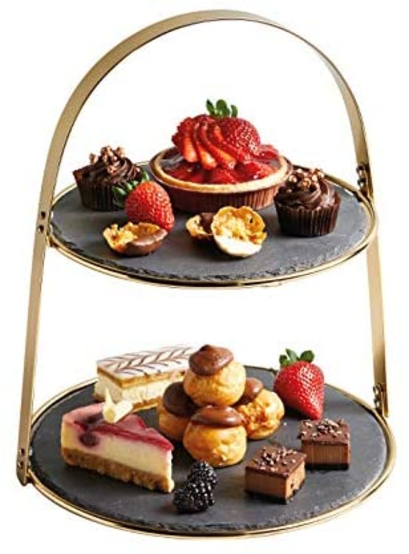 RRP - £22.86 Artesa  2-Tiered Cake Stand with Round Slate Serving Platters