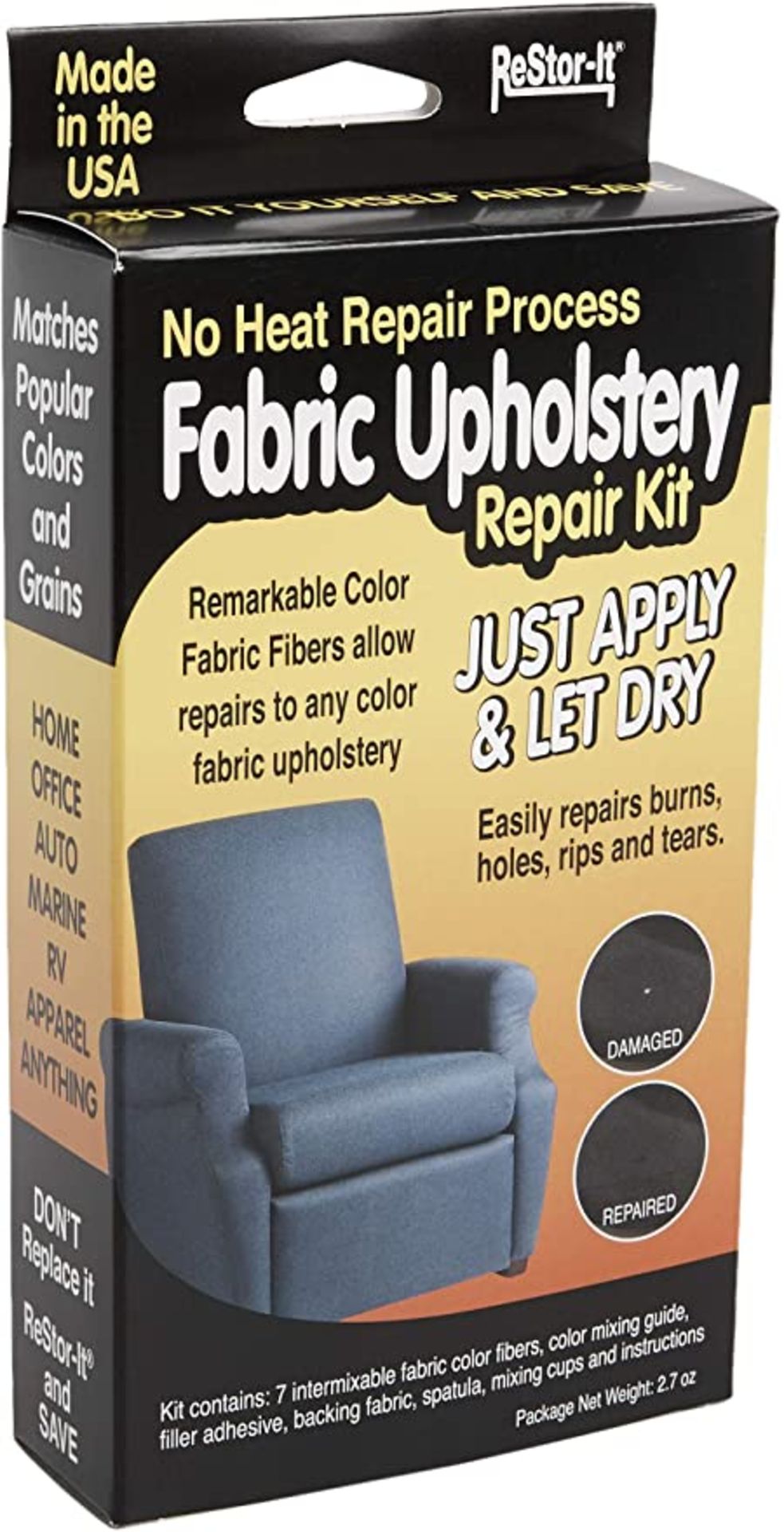 RRP - £13.74 Restor-It Fabric Upholstery Repair Kit