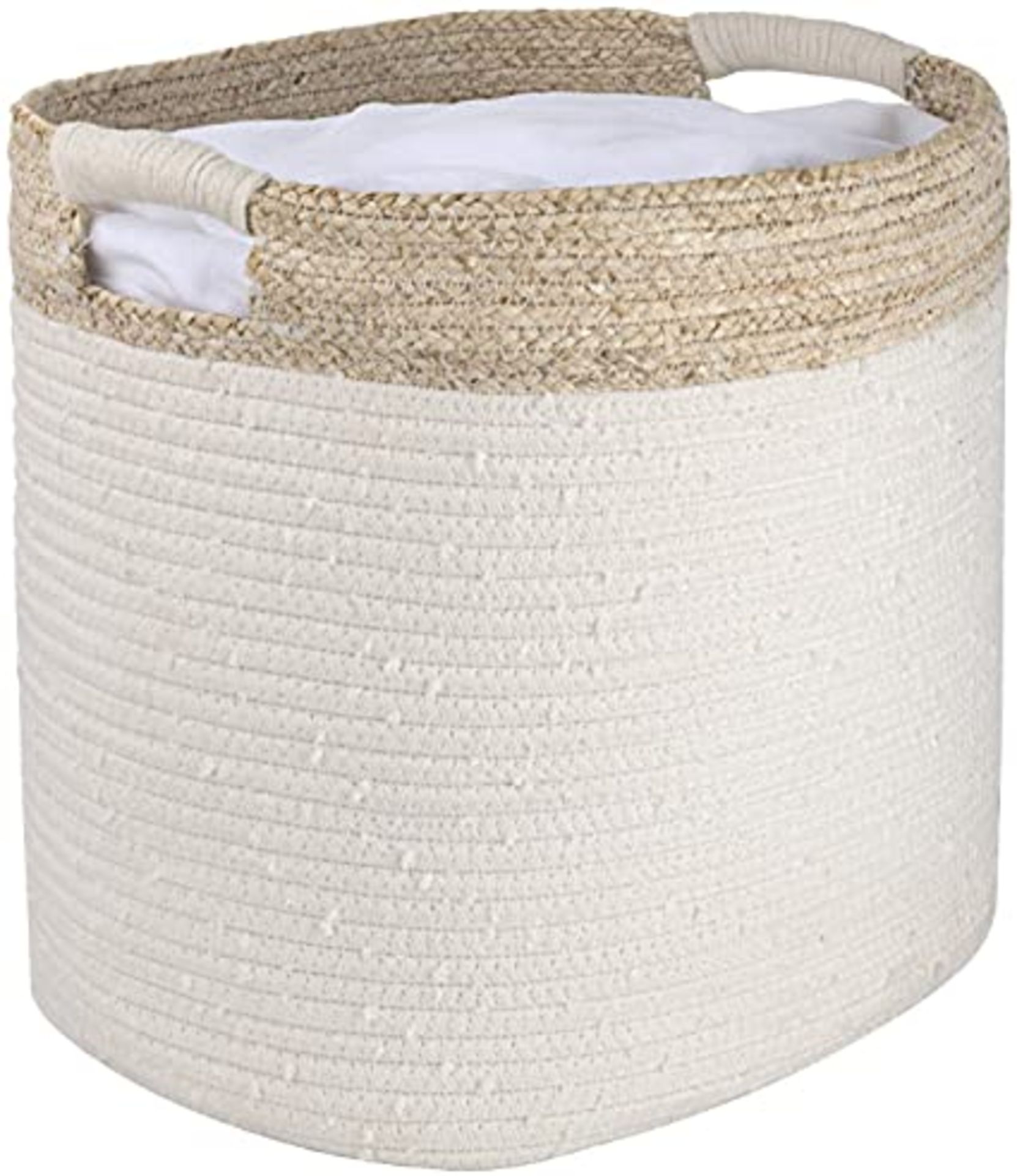 RRP - £16.64 LA JOLIE MUSE Large Cotton Rope Woven Storage Basket, Organizer Bin