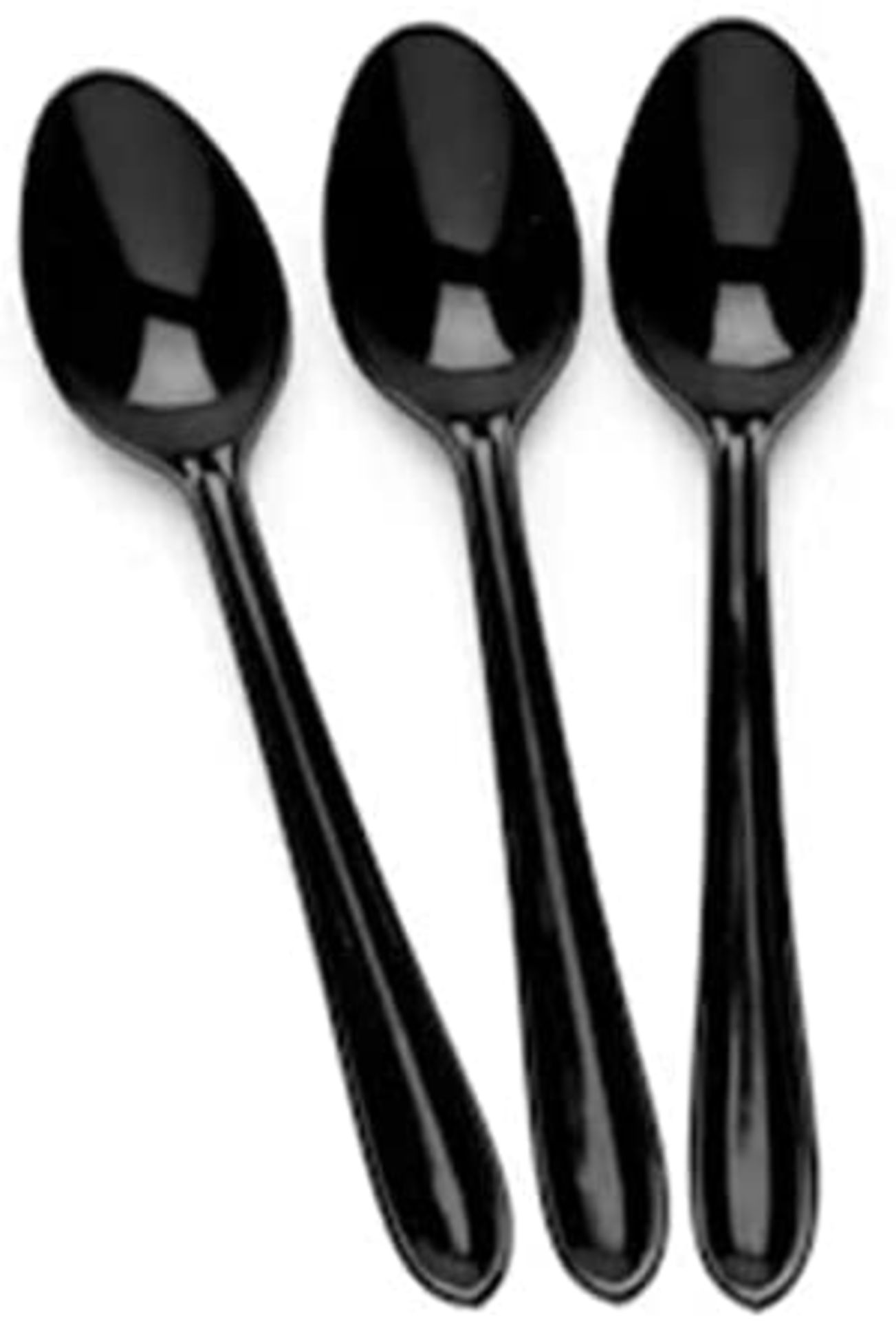 RRP - £11.80 100 Black Plastic Spoons - Heavy Duty - Washable and Reusable
