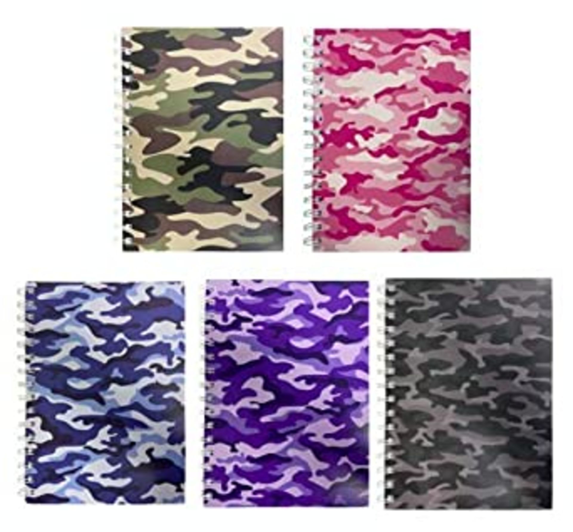 RRP - £13.69 Packitsafe - Mixed Pack of 5 Plain Camouflage Design A5 Notebooks