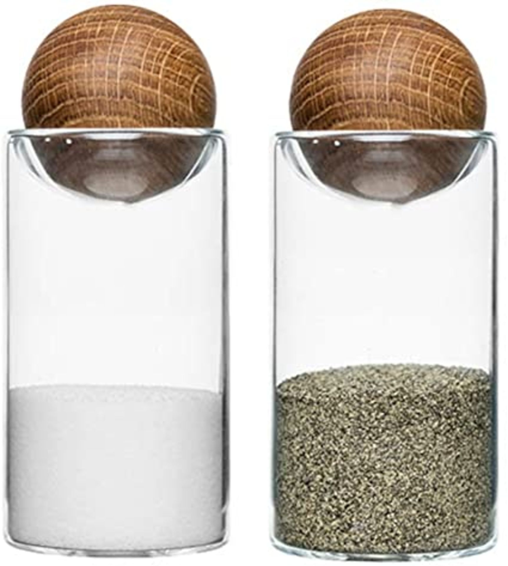 RRP - £18.00 Sagaform 5017178 Oval Oak Salt/-Pepper Set, Braun/Transparent