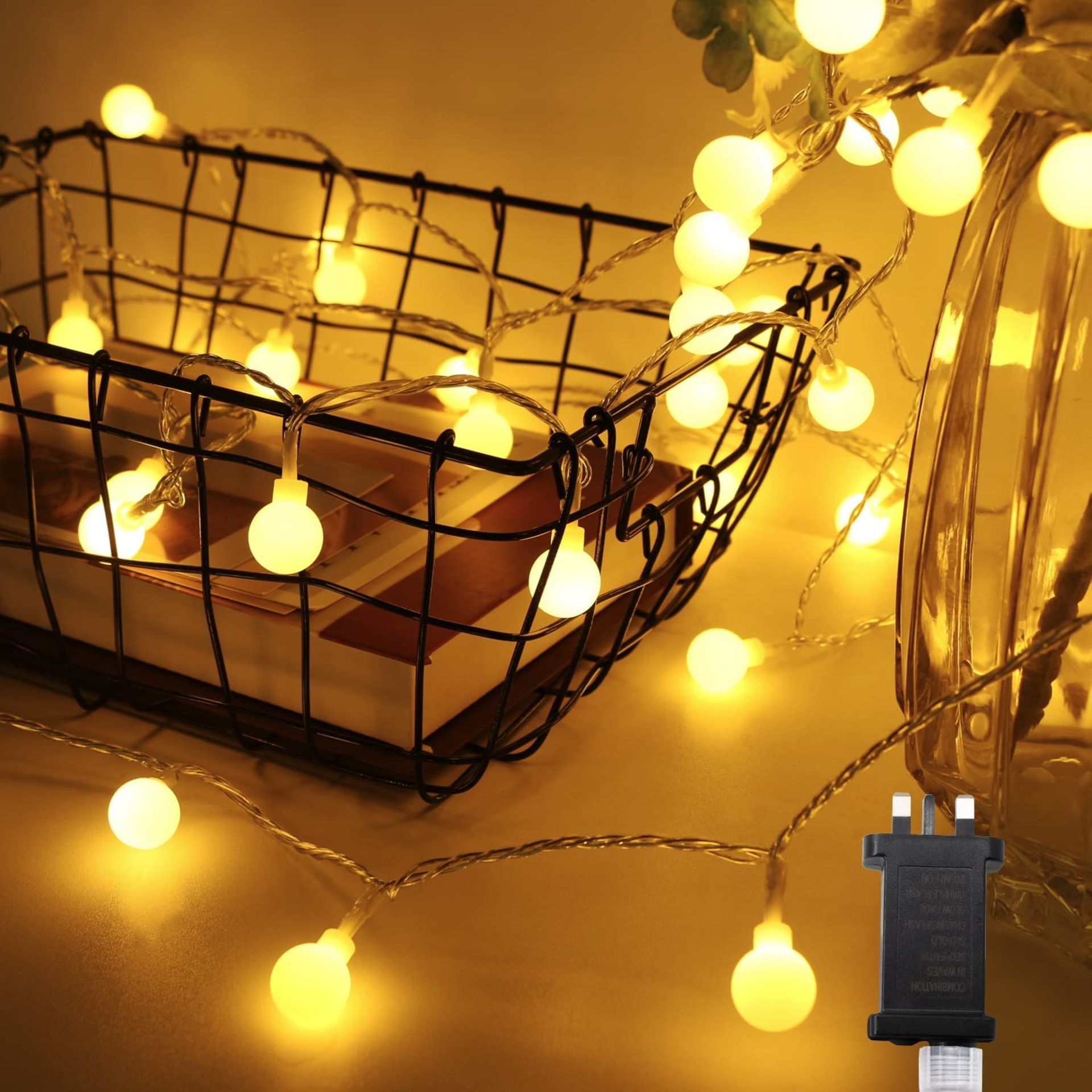 RRP - £12.56 Globe String Lights Plug in, 17M/56Ft 120LEDs Fairy Lights