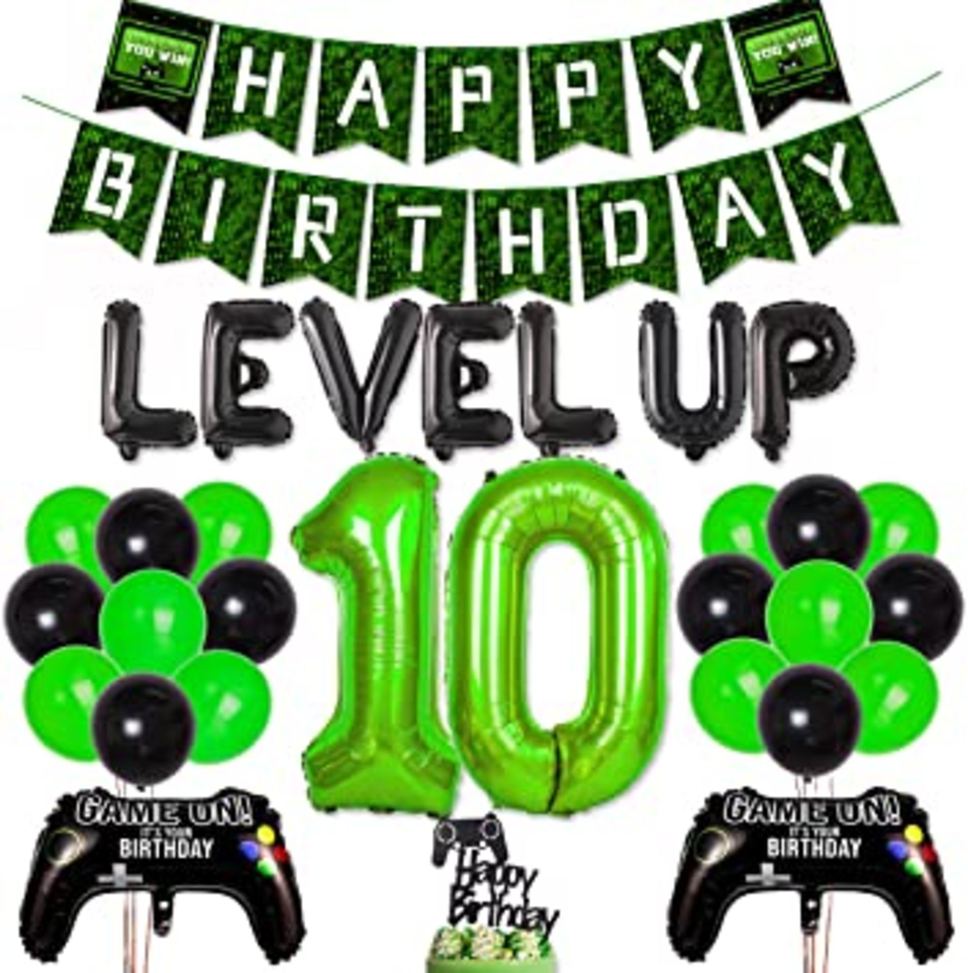 RRP - £9.83 Video Game Birthday Decorations for 10, Video Game 10th Birthday Decorations for Boy Gam