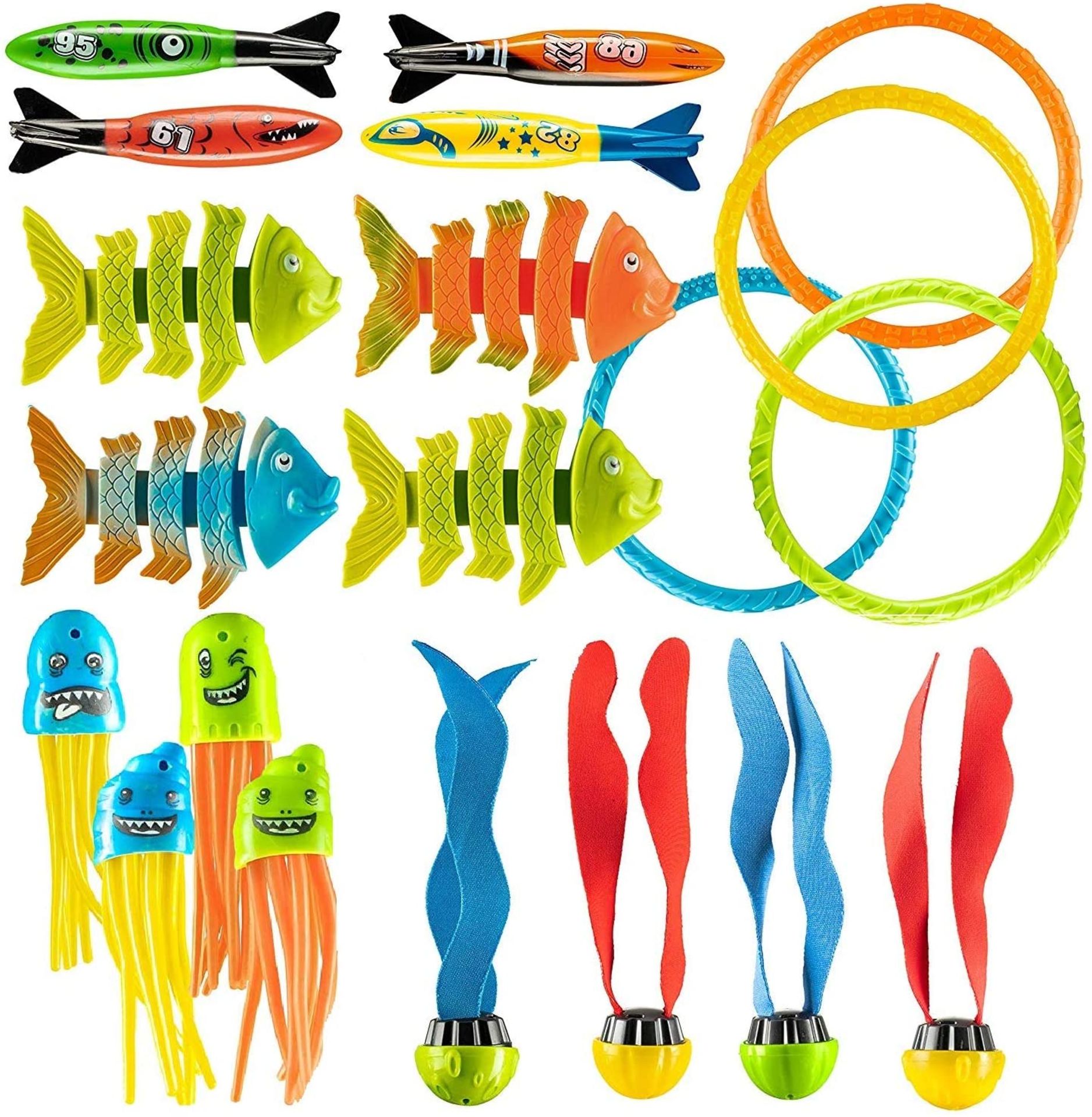 RRP - £11.33 Prextex 24 Piece Diving Toy Set Summer Fun Underwater Sinking Swimming Pool Toy for Kid