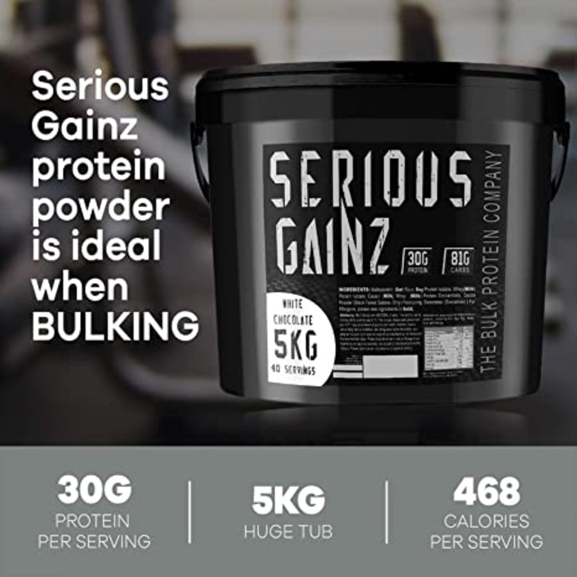 RRP - £29.99 The Bulk Protein Company - SERIOUS GAINZ Whey Protein Powder 5kg - Weight Gain, Mass Ga