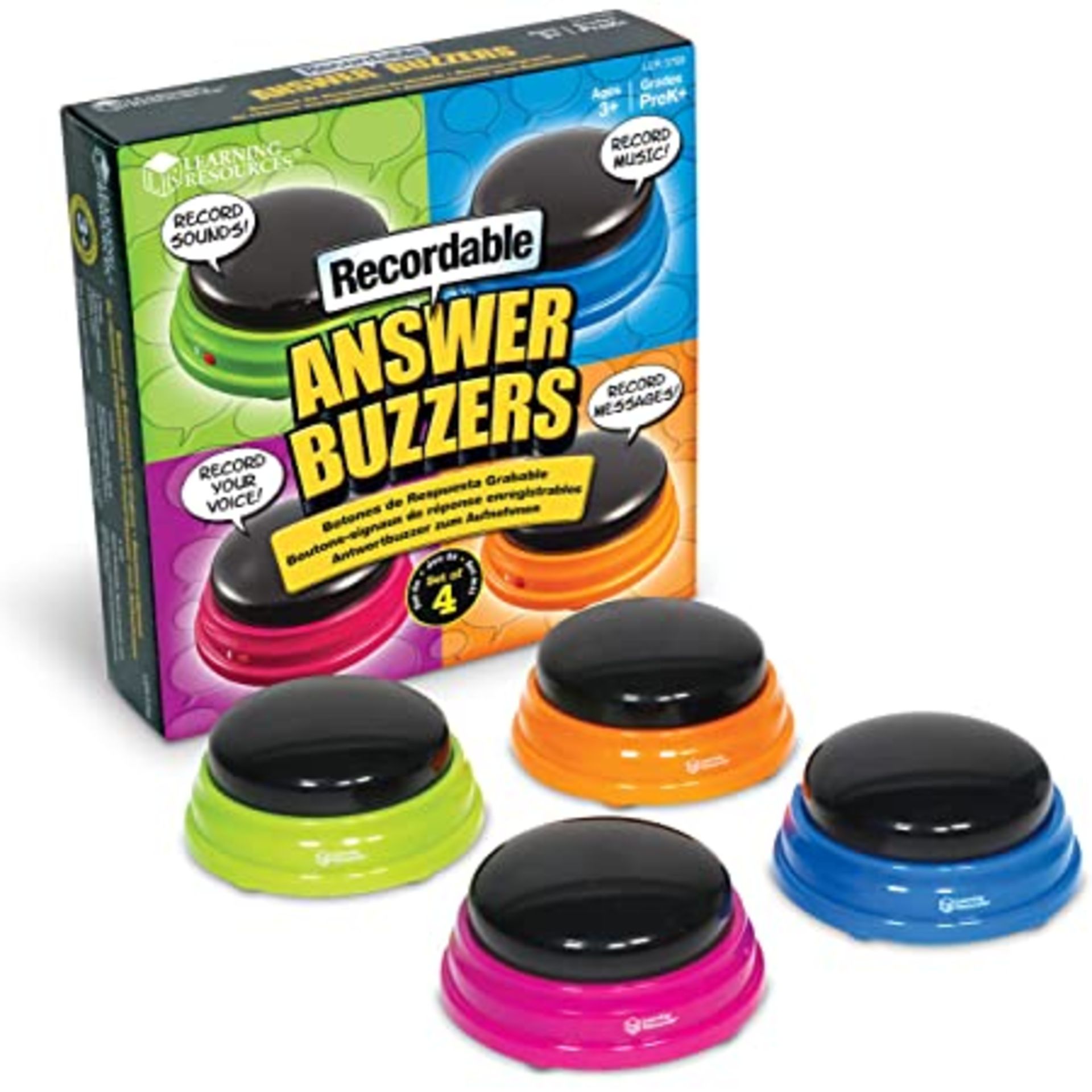 RRP - £22.00 Learning Resources Recordable Answer Buzzers, Personalized Sound Buzzers, Talking Butto
