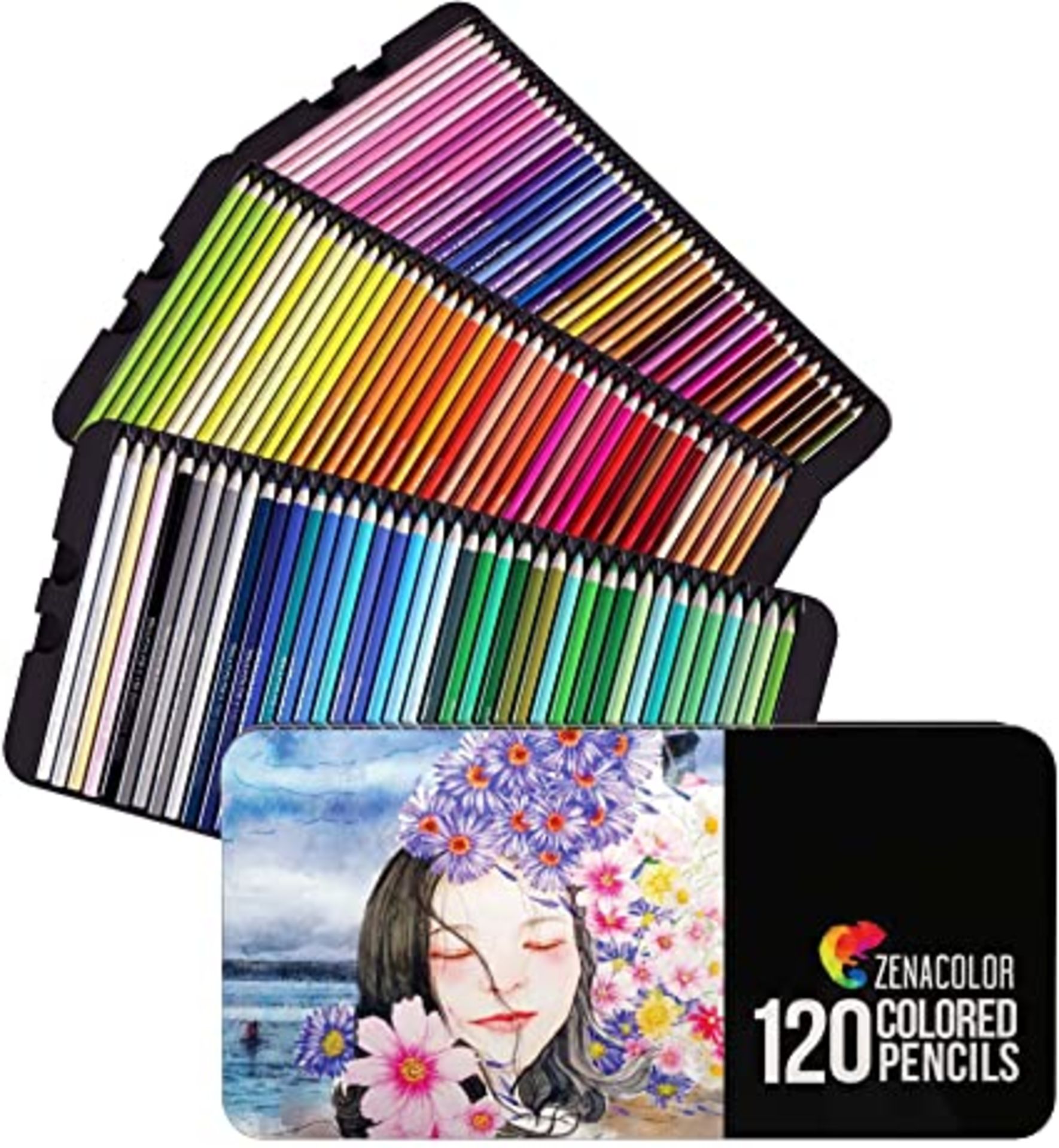 RRP - £17.93 120 Zenacolor Colouring Pencils (Numbered) - Easy Storage - Professional Set of Coloure