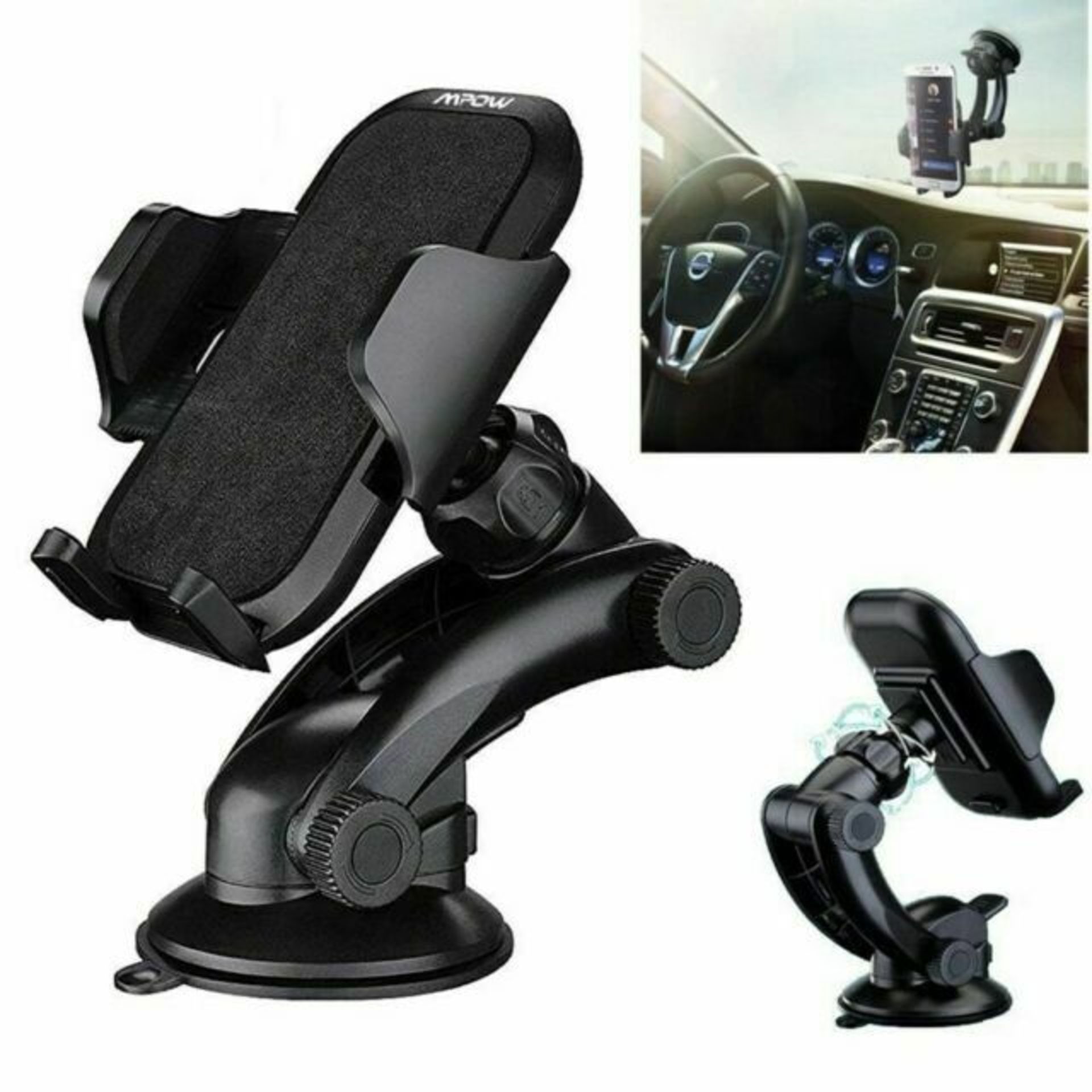 RRP - £8.64 Car Phone Holder , Mpow Windscreen Car Mount Grip Flex Universal Long Arm Windshield Car